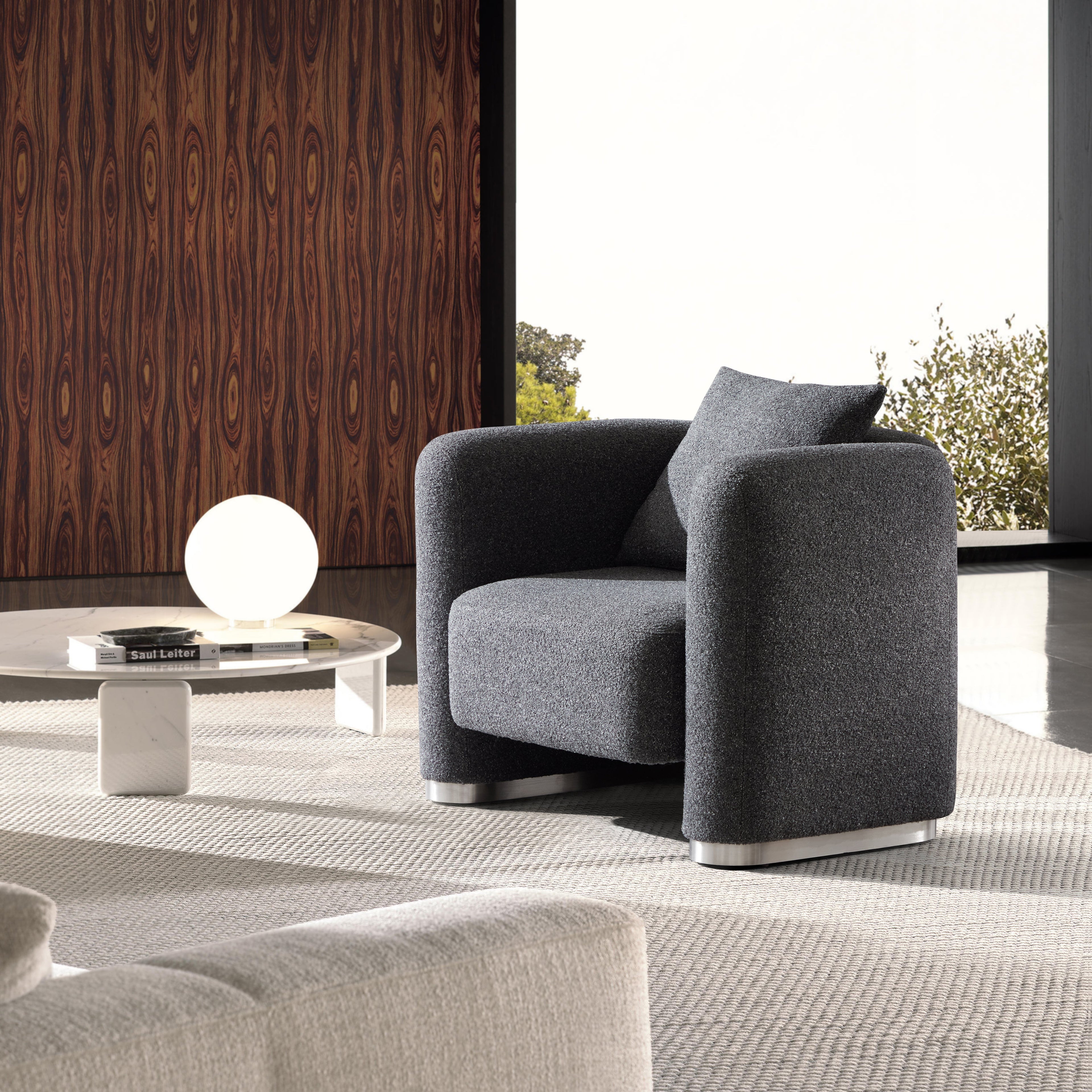 Obsidian Dark Gray Polyester Fabric Accent Chair