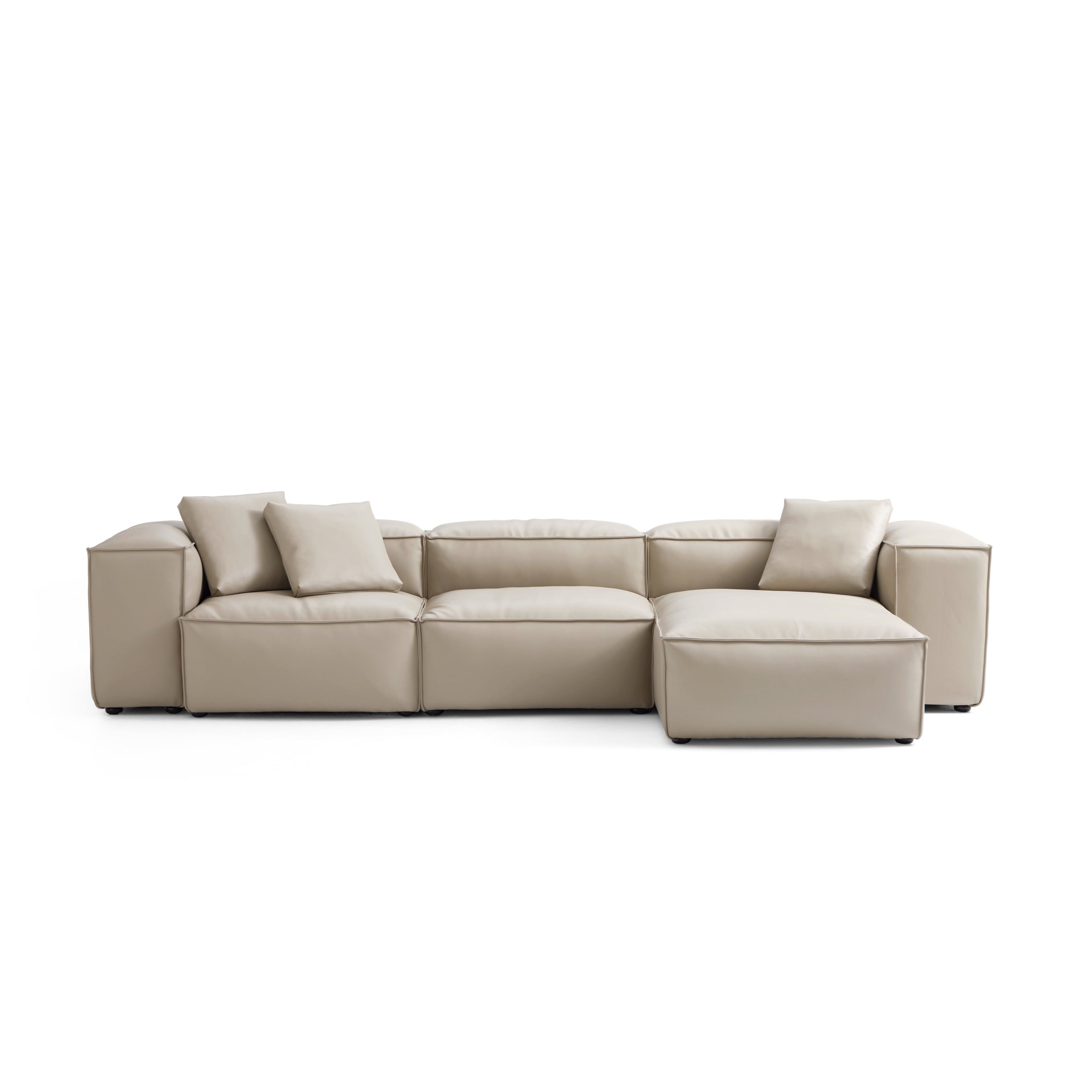 Cube Modular Black Genuine Leather Sectional