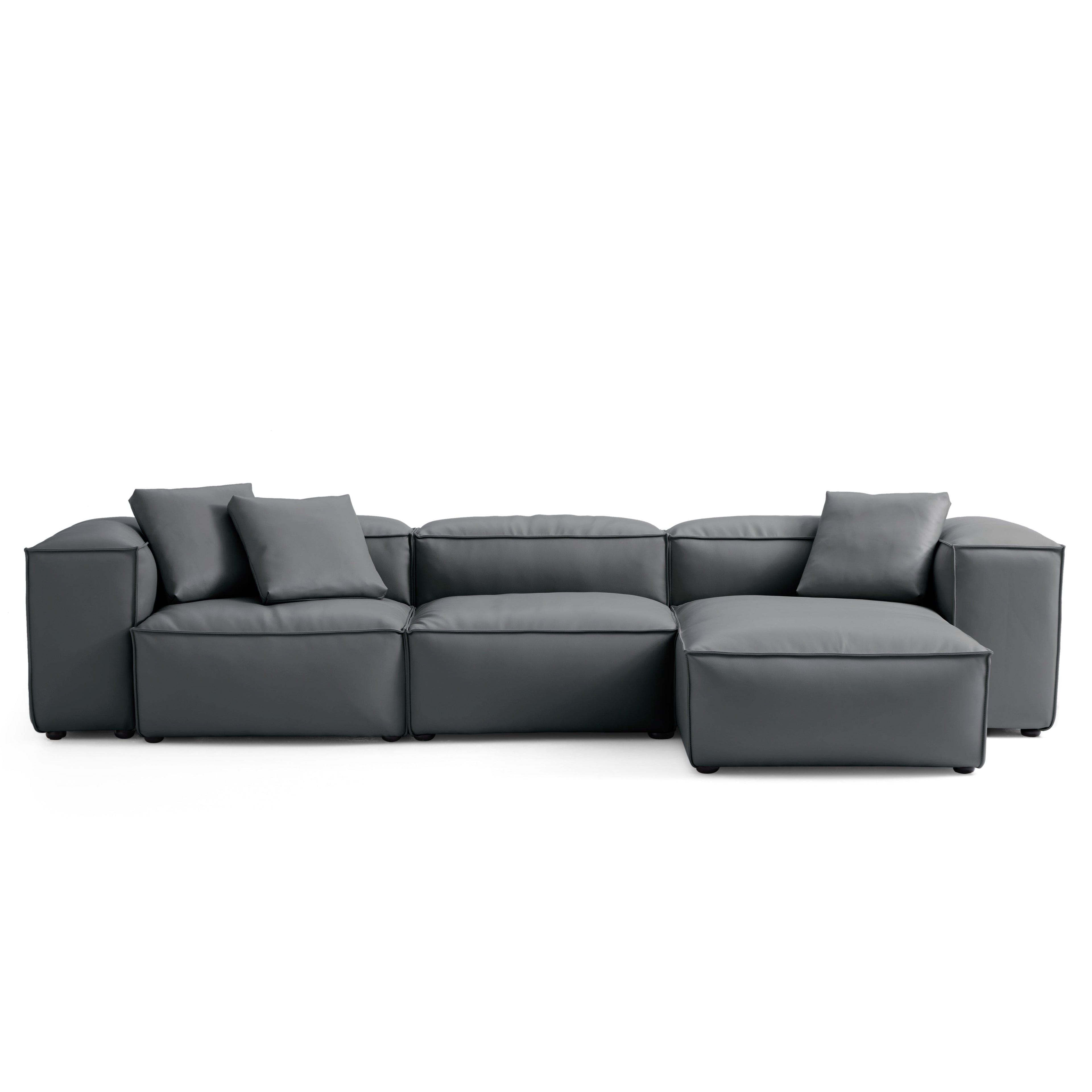 Cube Modular Black Genuine Leather Sectional