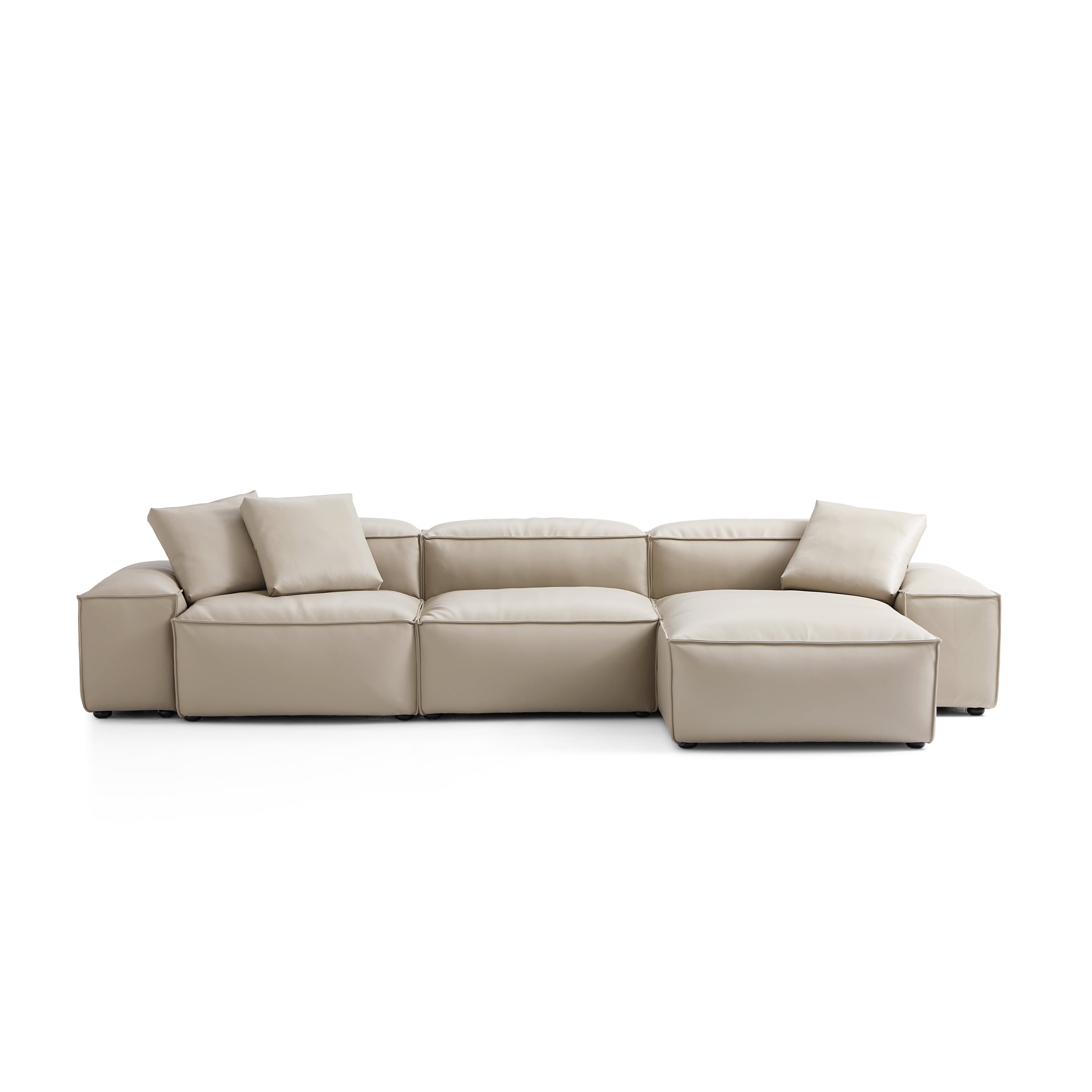 Cube Modular Black Genuine Leather Sectional