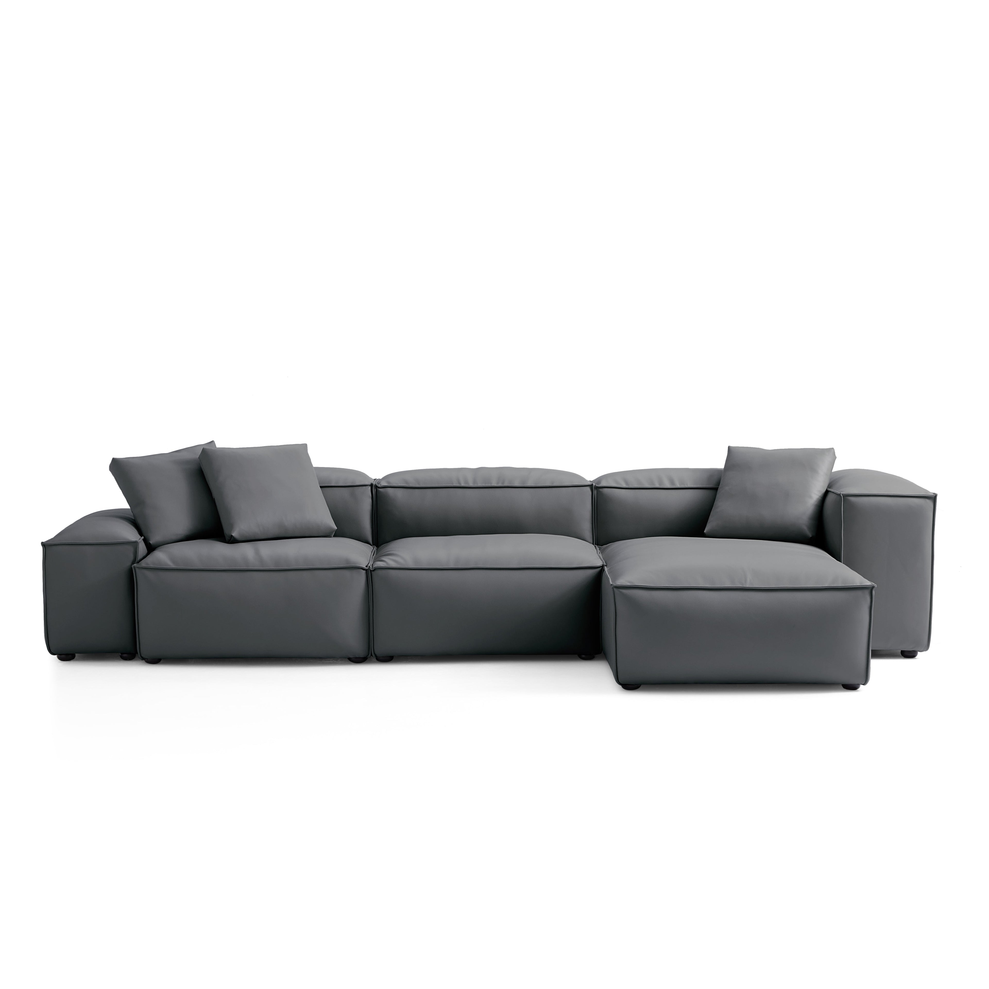 Cube Modular Black Genuine Leather Sectional