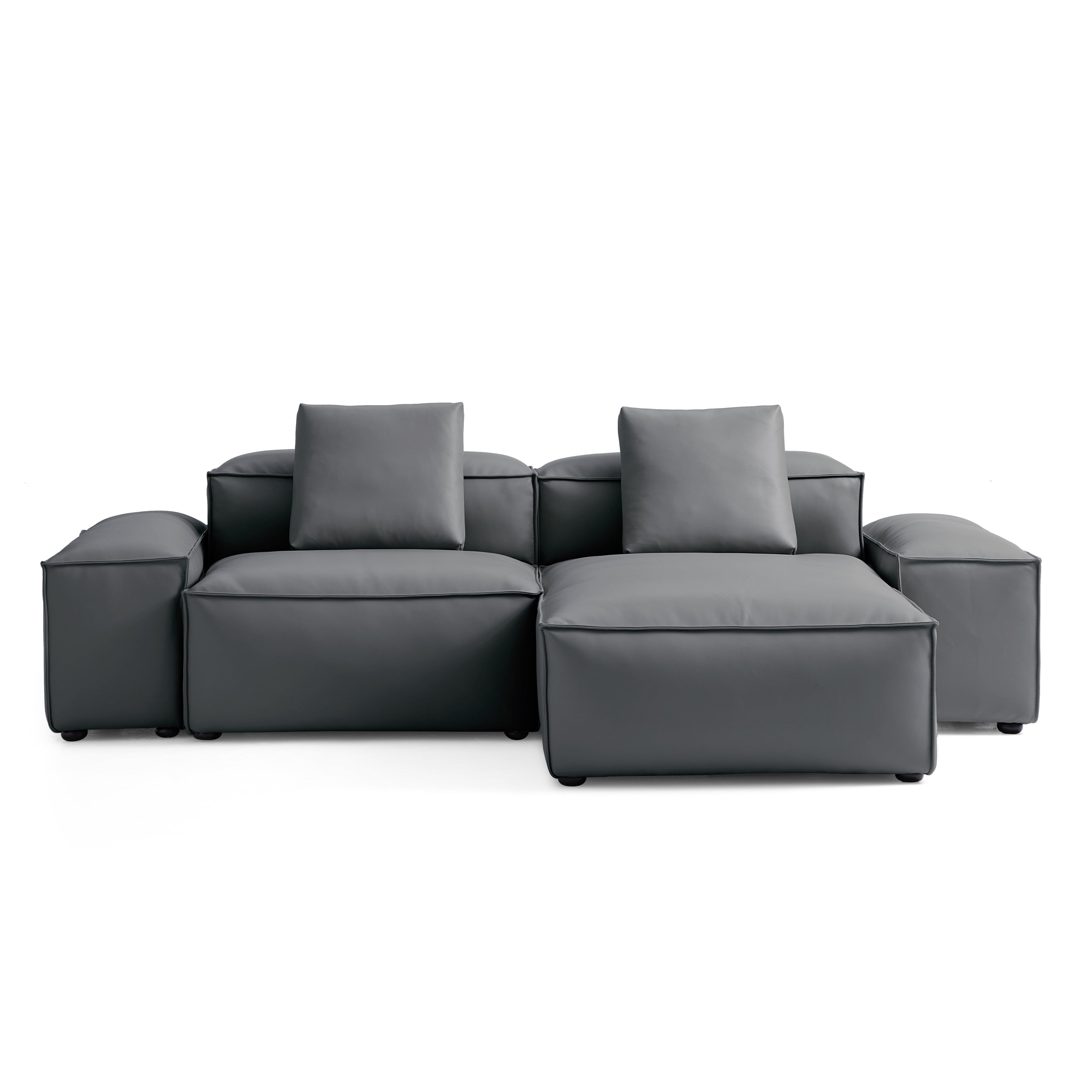 Cube Modular Brown Genuine Leather Sectional