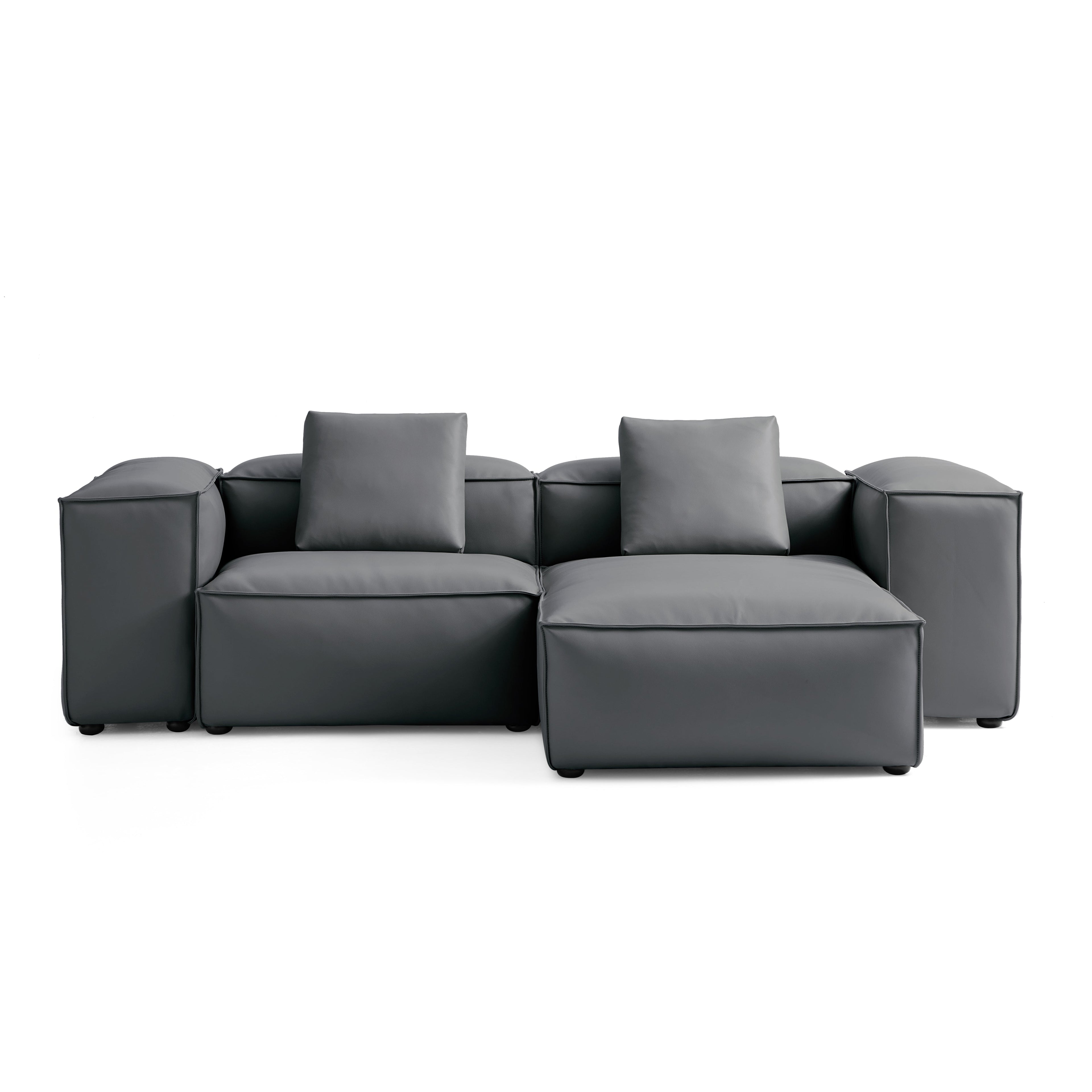 Cube Modular Beige Genuine Leather Sectional