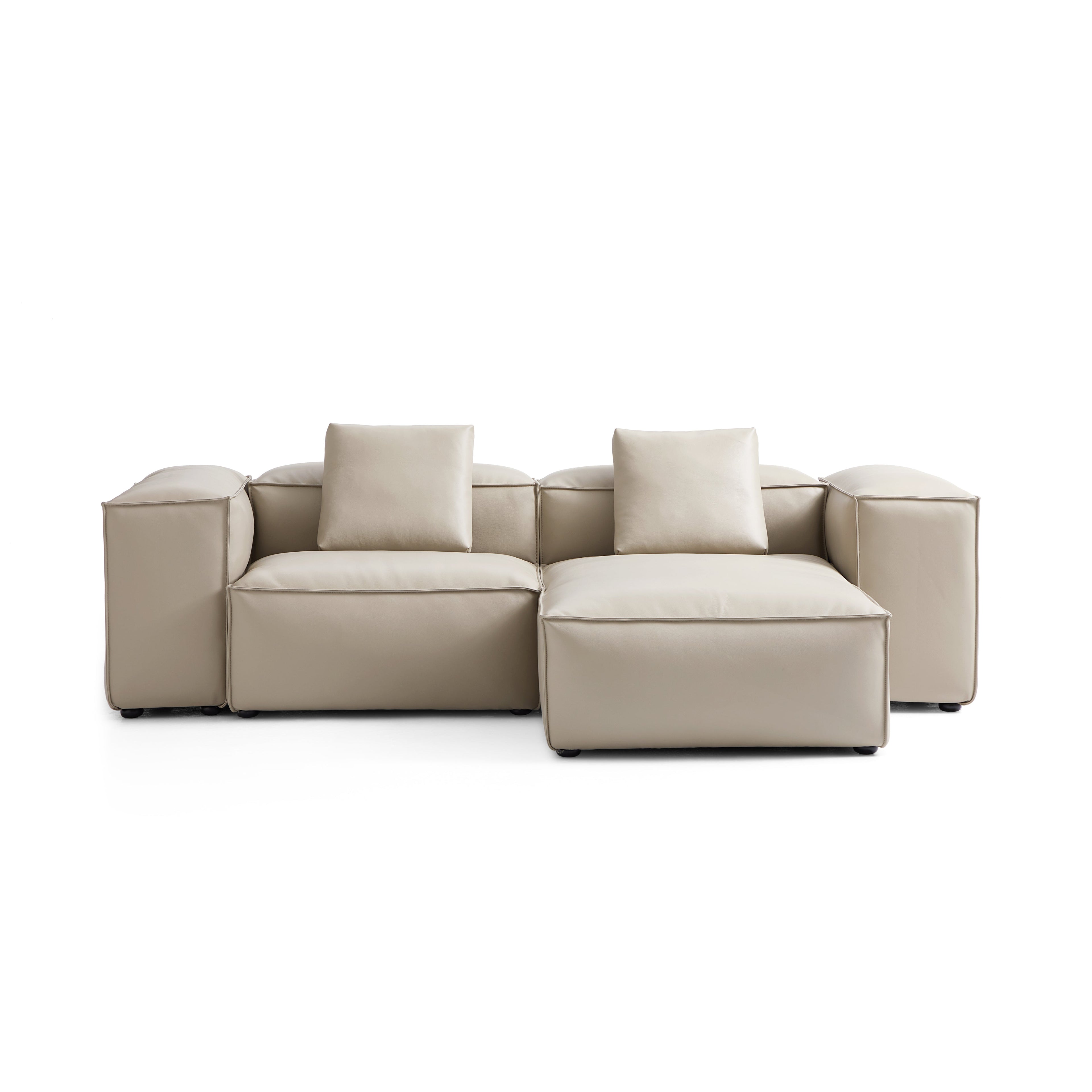Cube Modular Black Genuine Leather Sectional