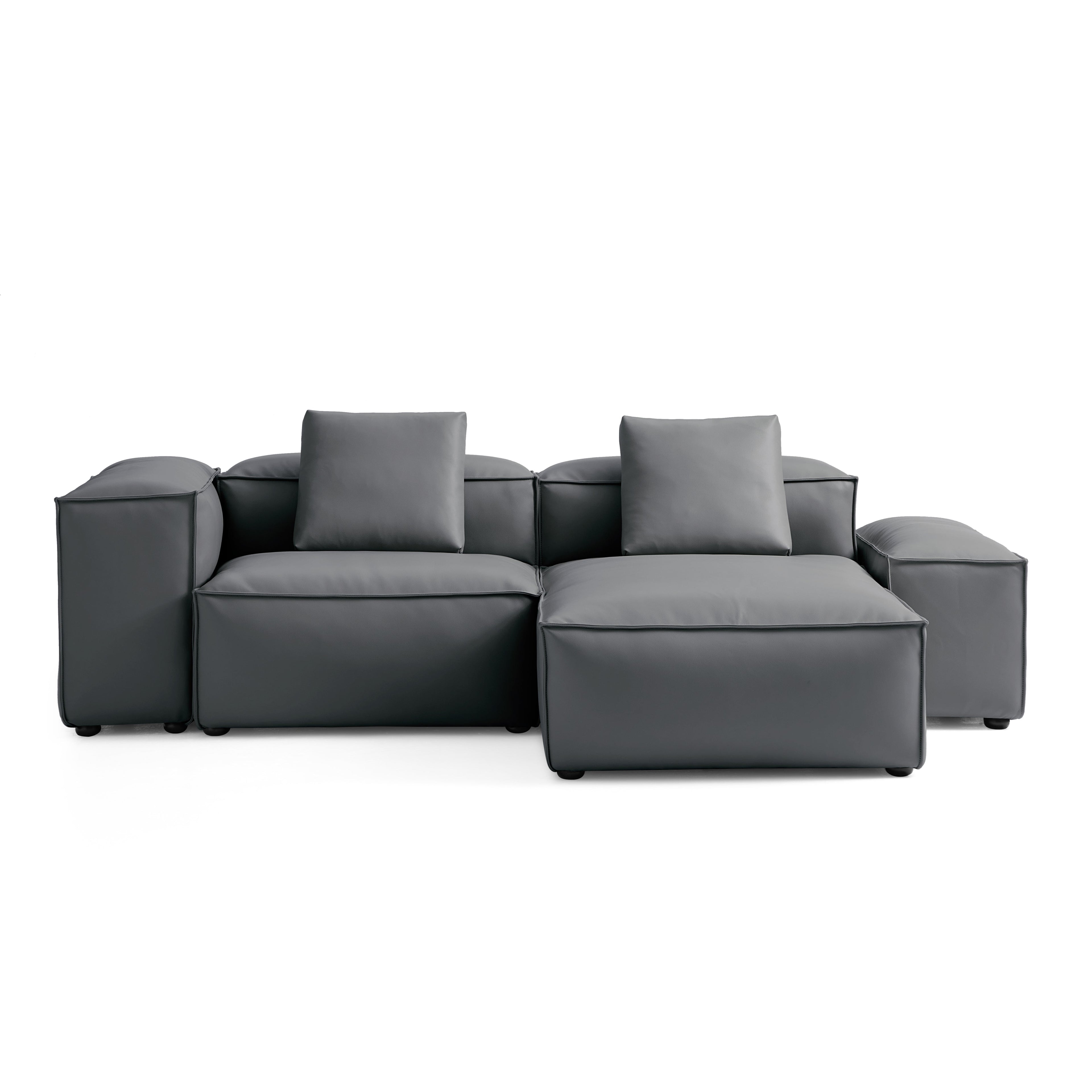 Cube Modular Beige Genuine Leather Sectional