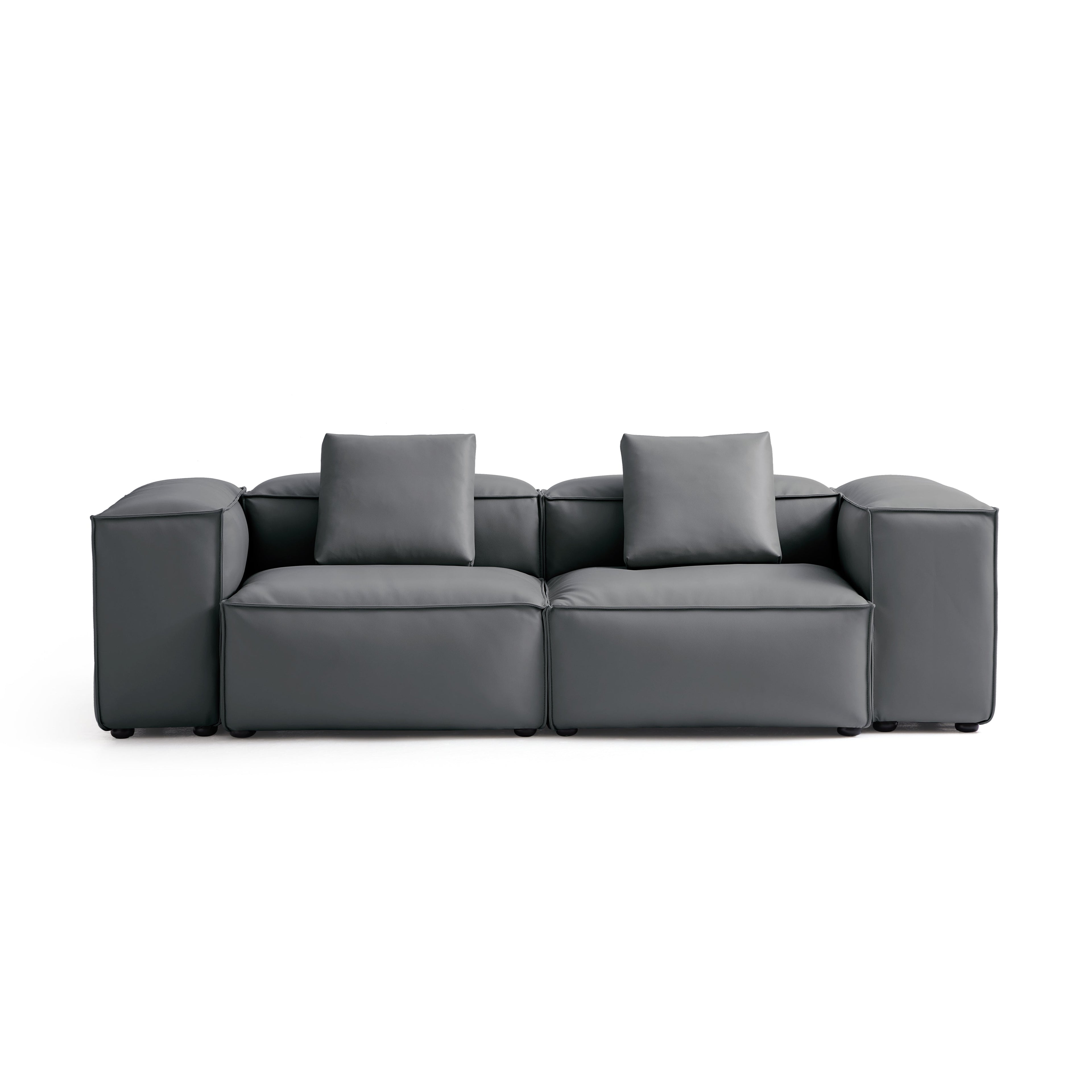 Cube Modular Black Genuine Leather Sofa