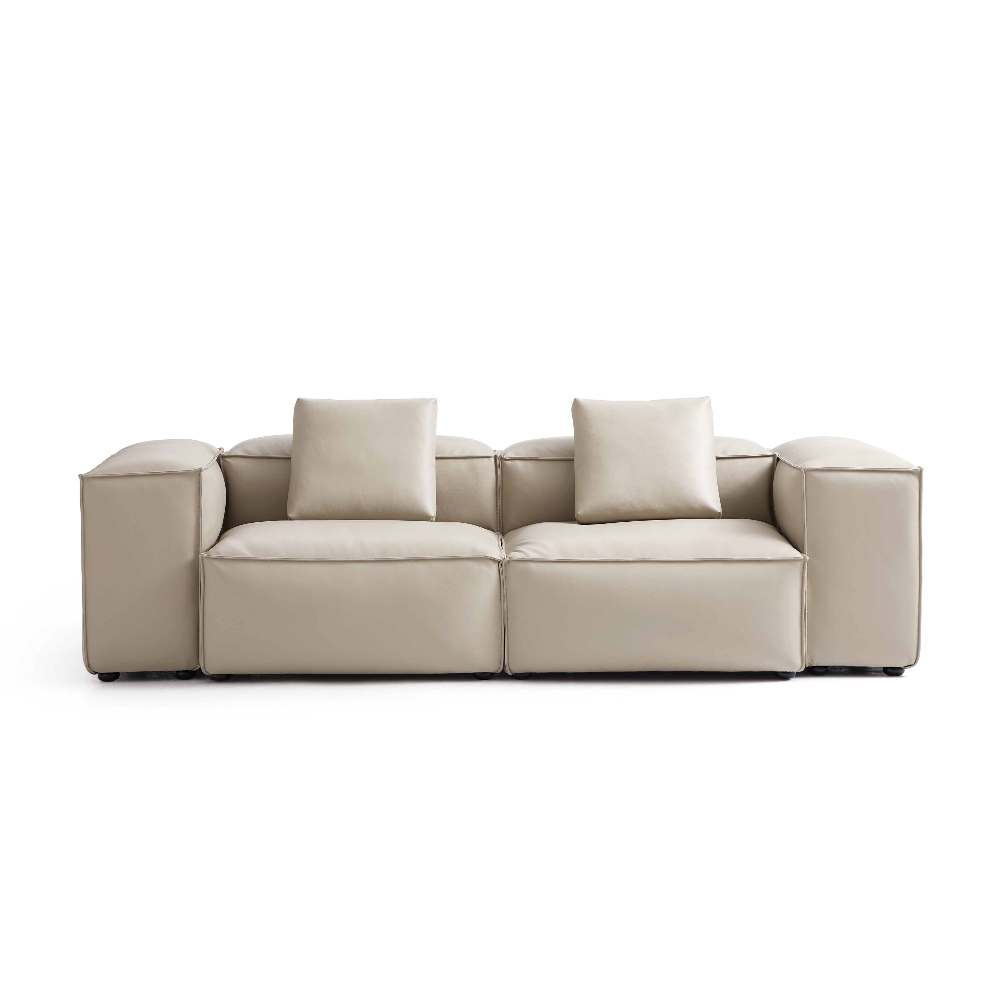 Cube Modular Black Genuine Leather Sofa