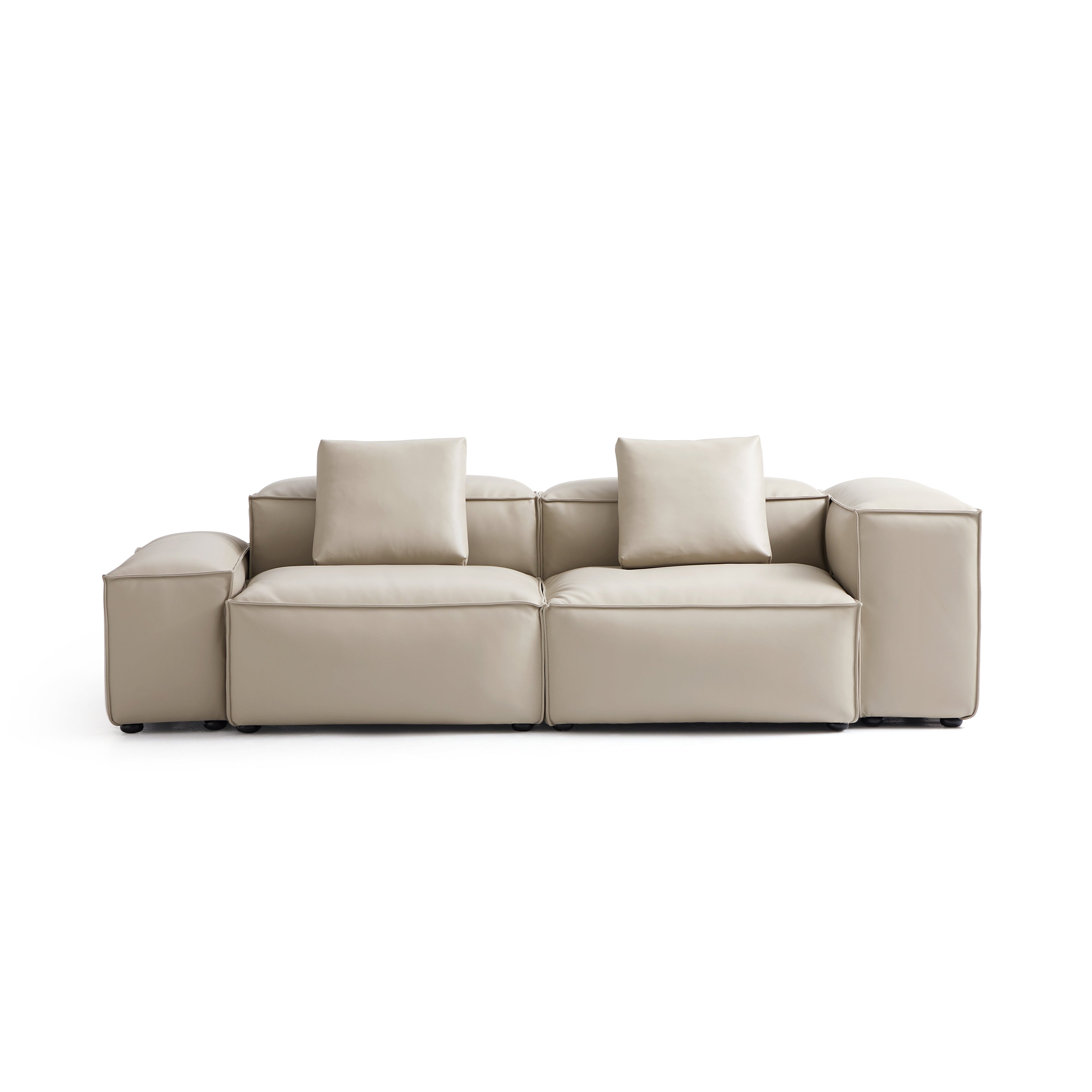 Cube Modular Black Genuine Leather Sofa