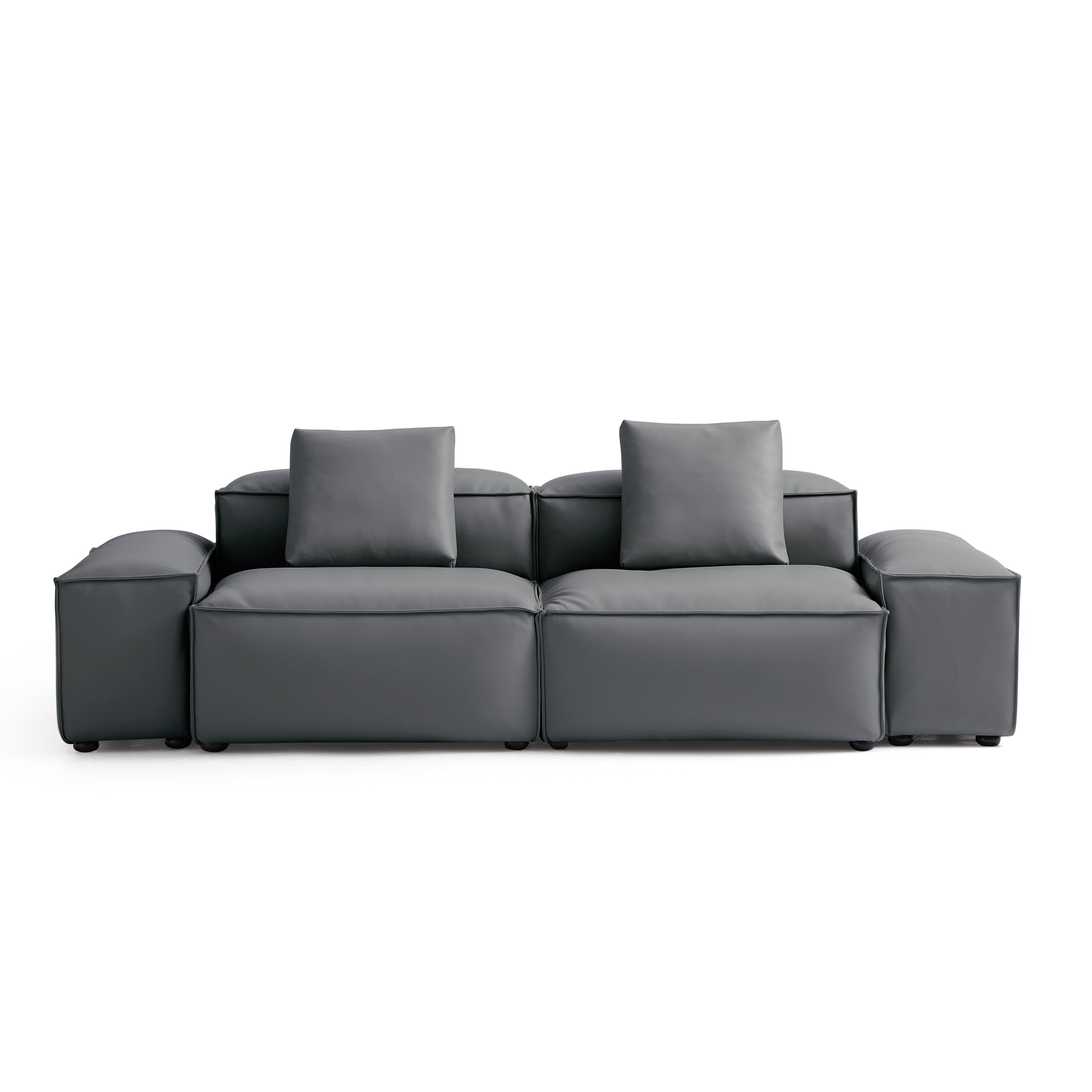 Cube Modular Black Genuine Leather Sofa