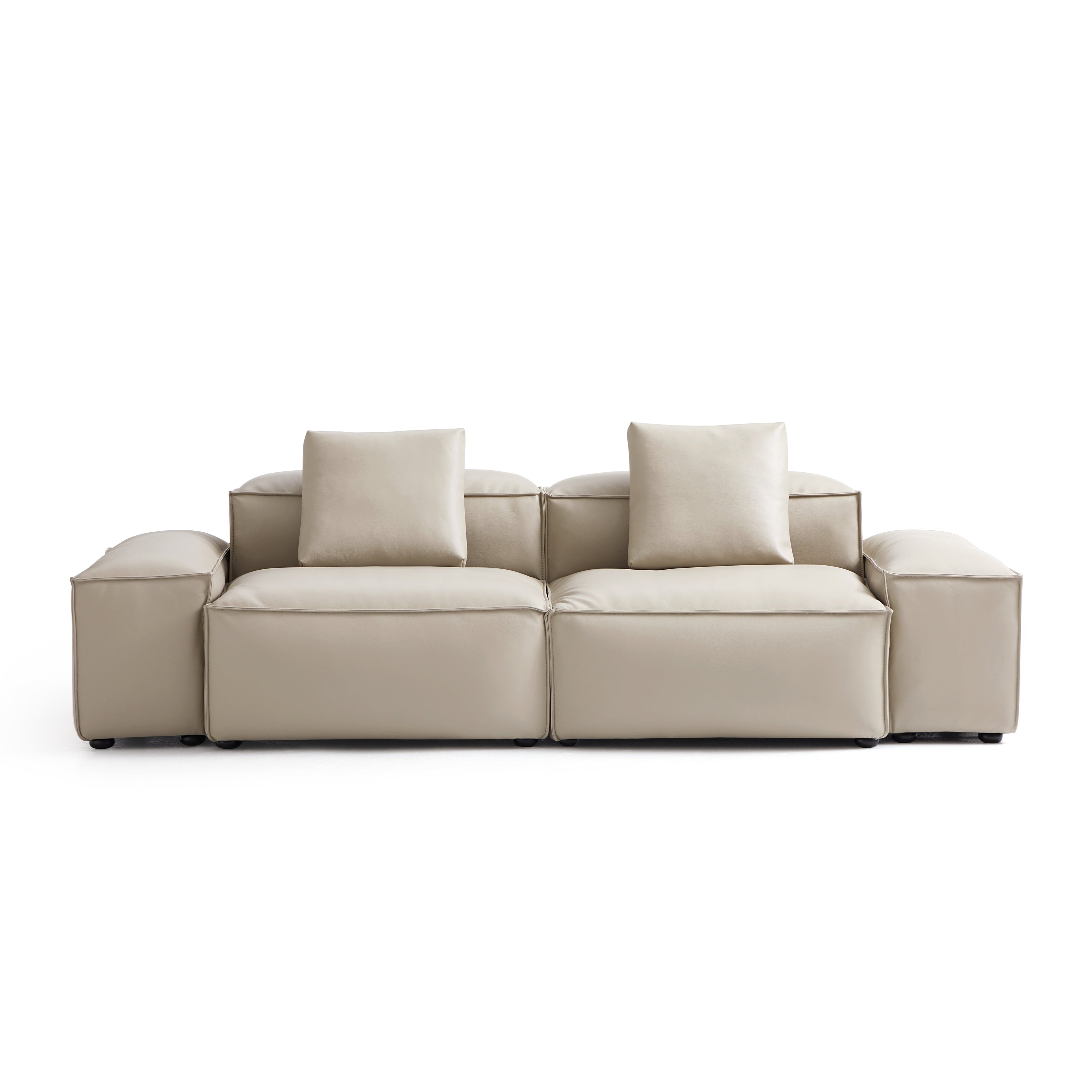 Cube Modular Black Genuine Leather Sofa