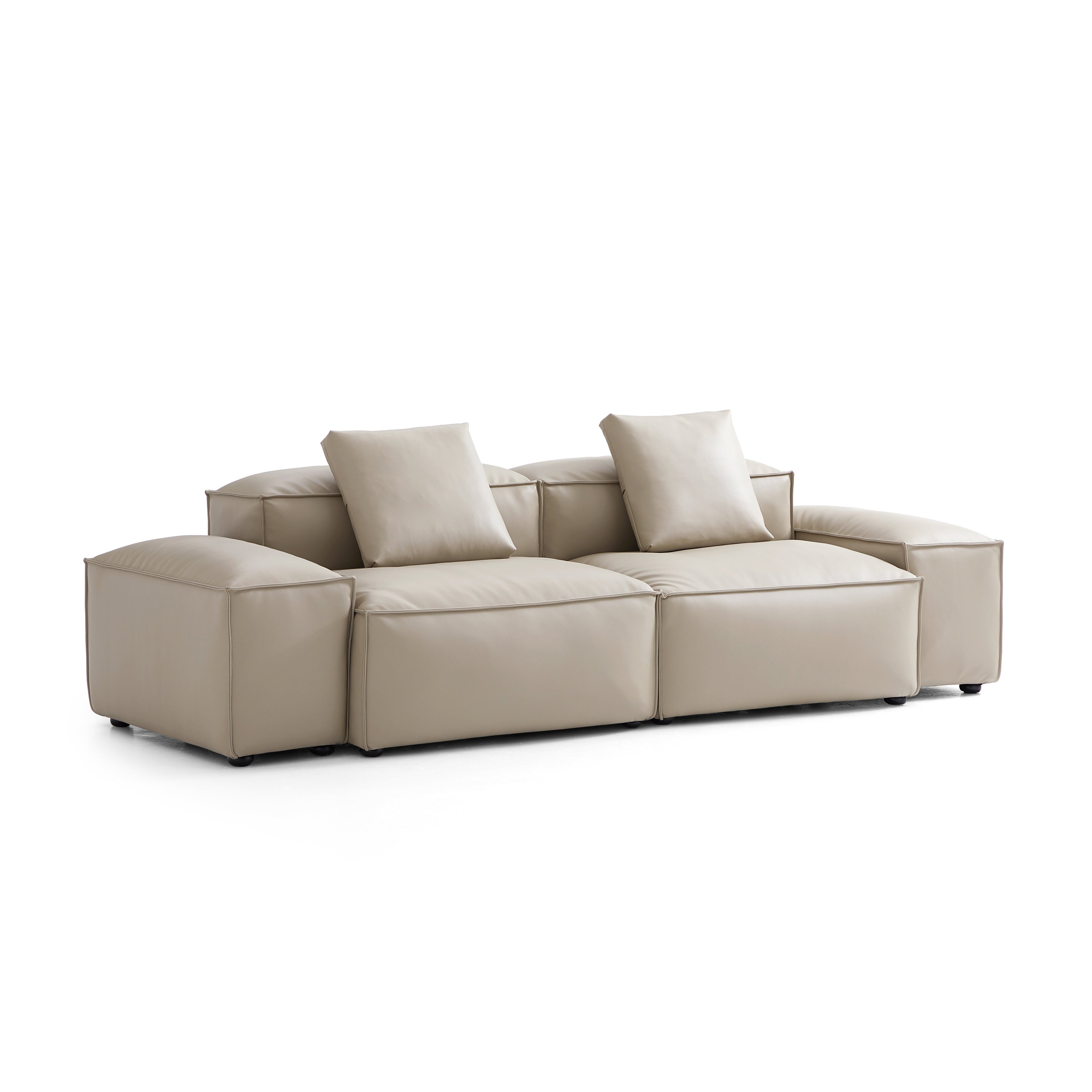 Cube Modular Beige Genuine Leather Sofa