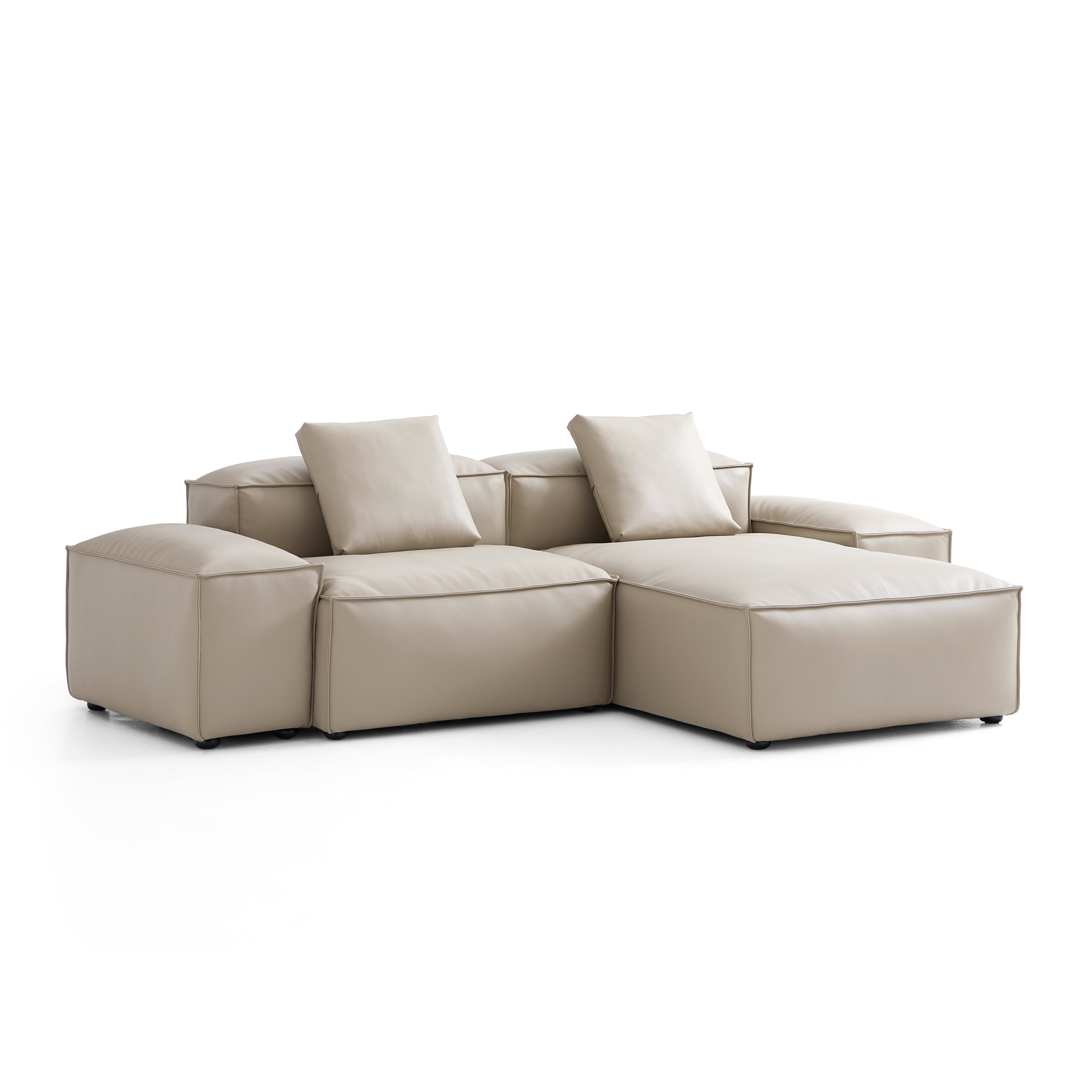 Cube Modular Beige Genuine Leather Sectional
