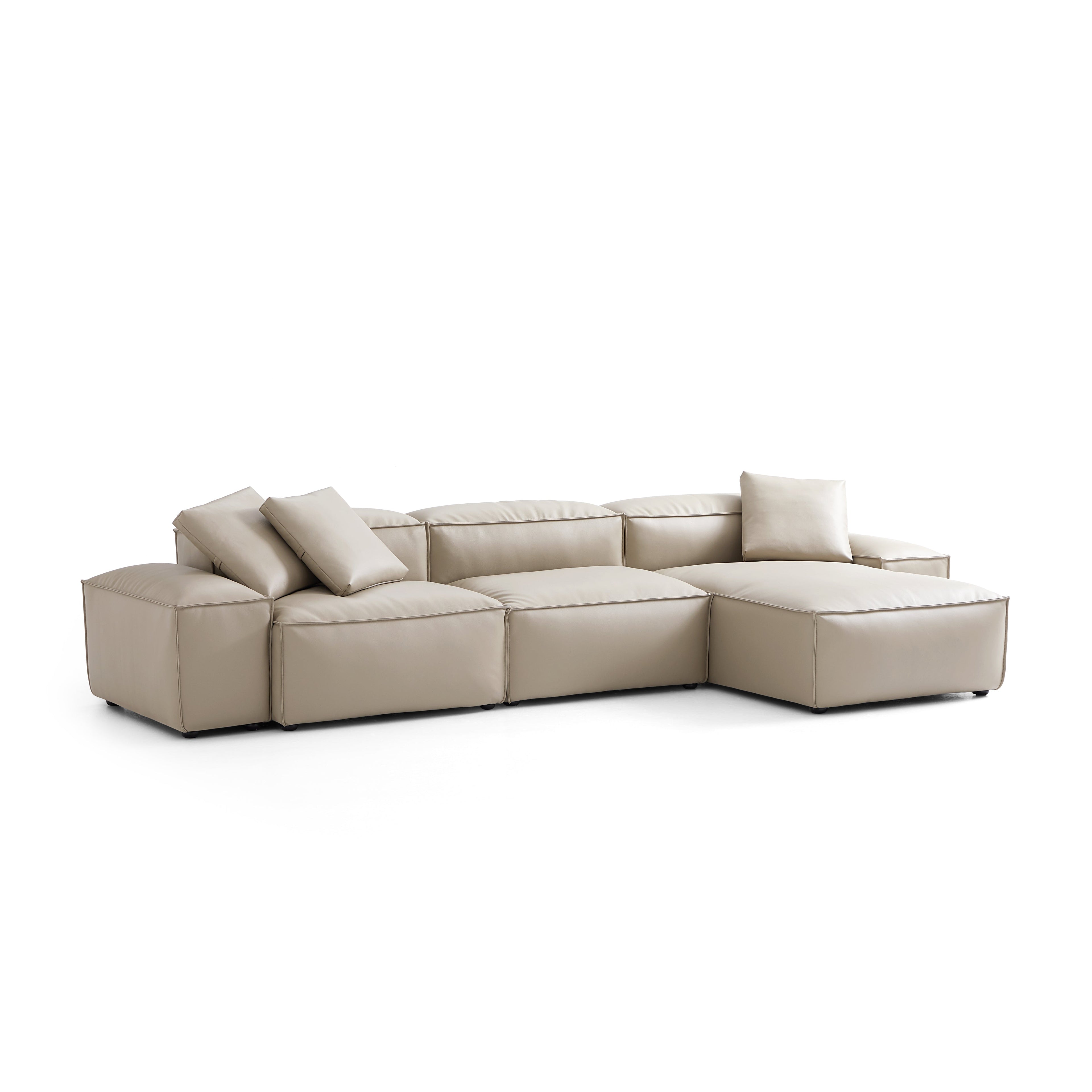 Cube Modular Beige Genuine Leather Sectional