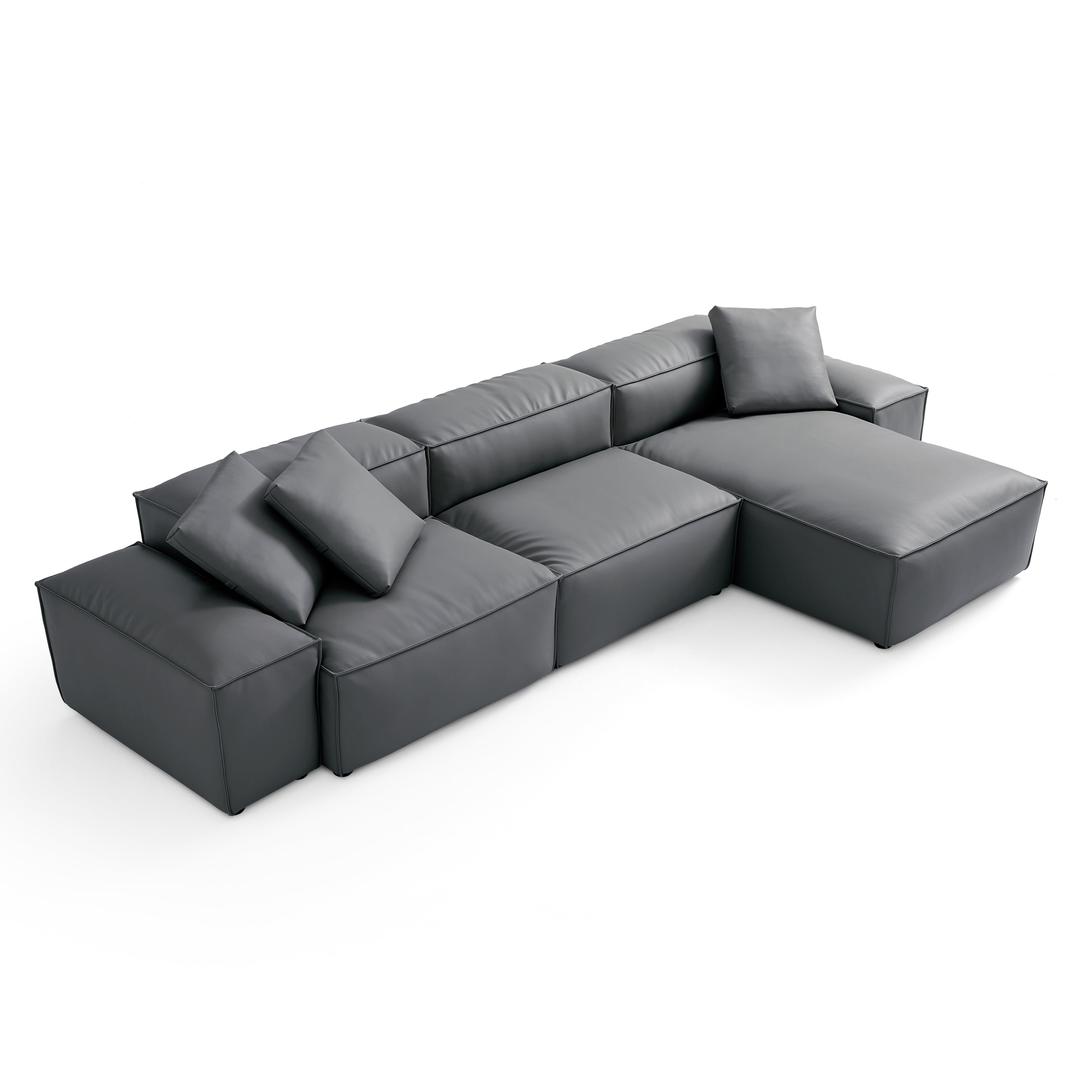 Cube Modular Beige Genuine Leather Sectional