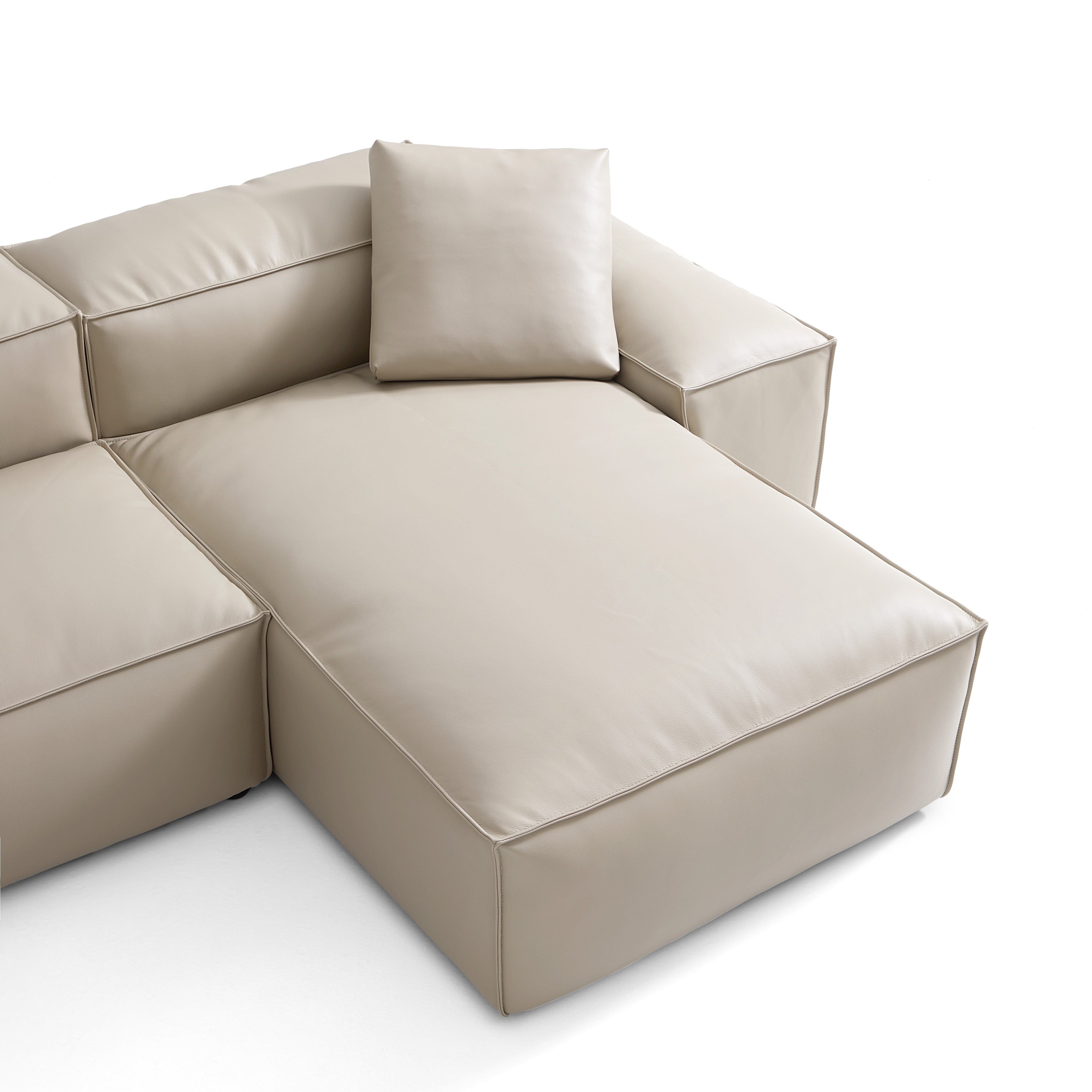 Cube Modular Black Genuine Leather Double-Sided Sectional