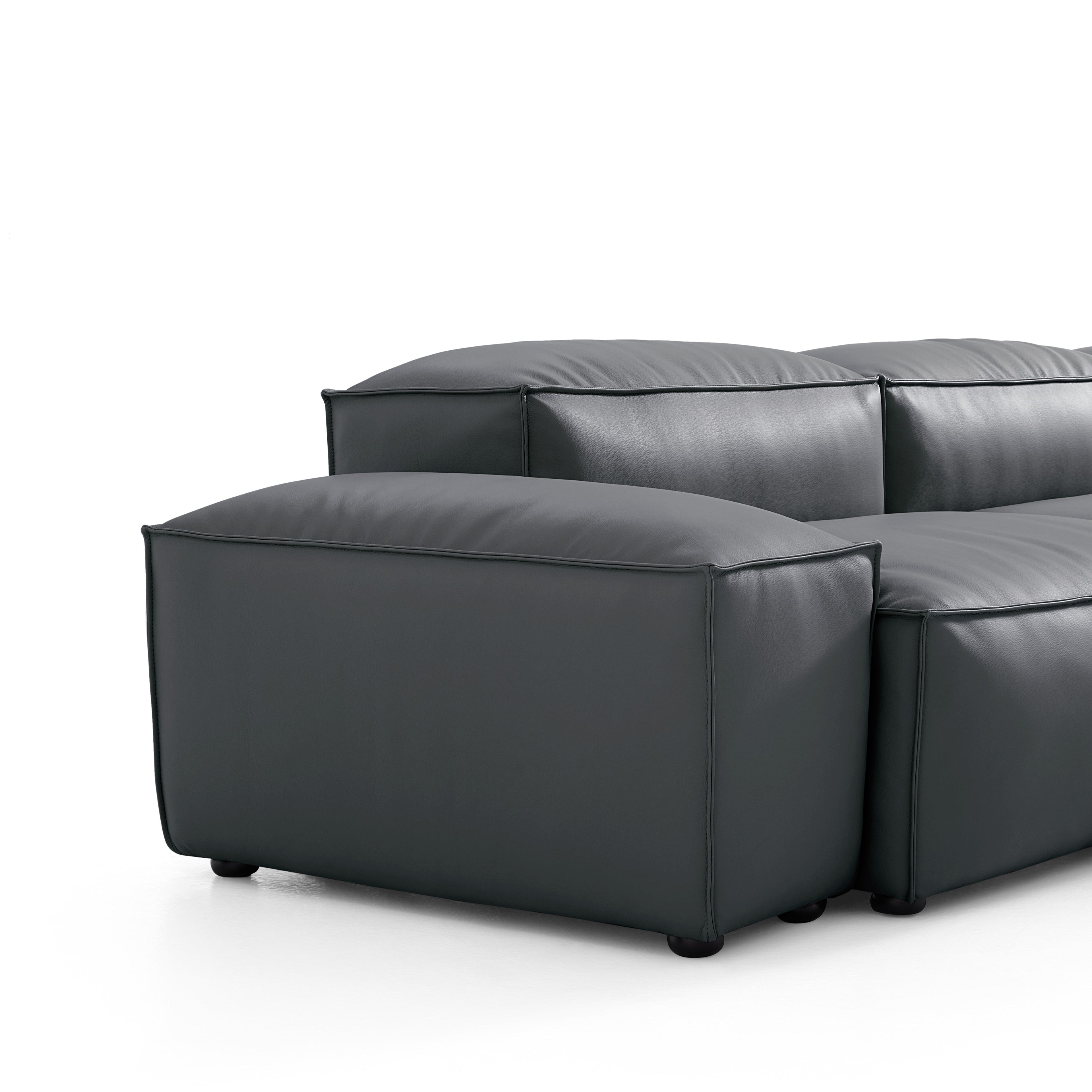 Cube Modular Brown Genuine Leather Sofa