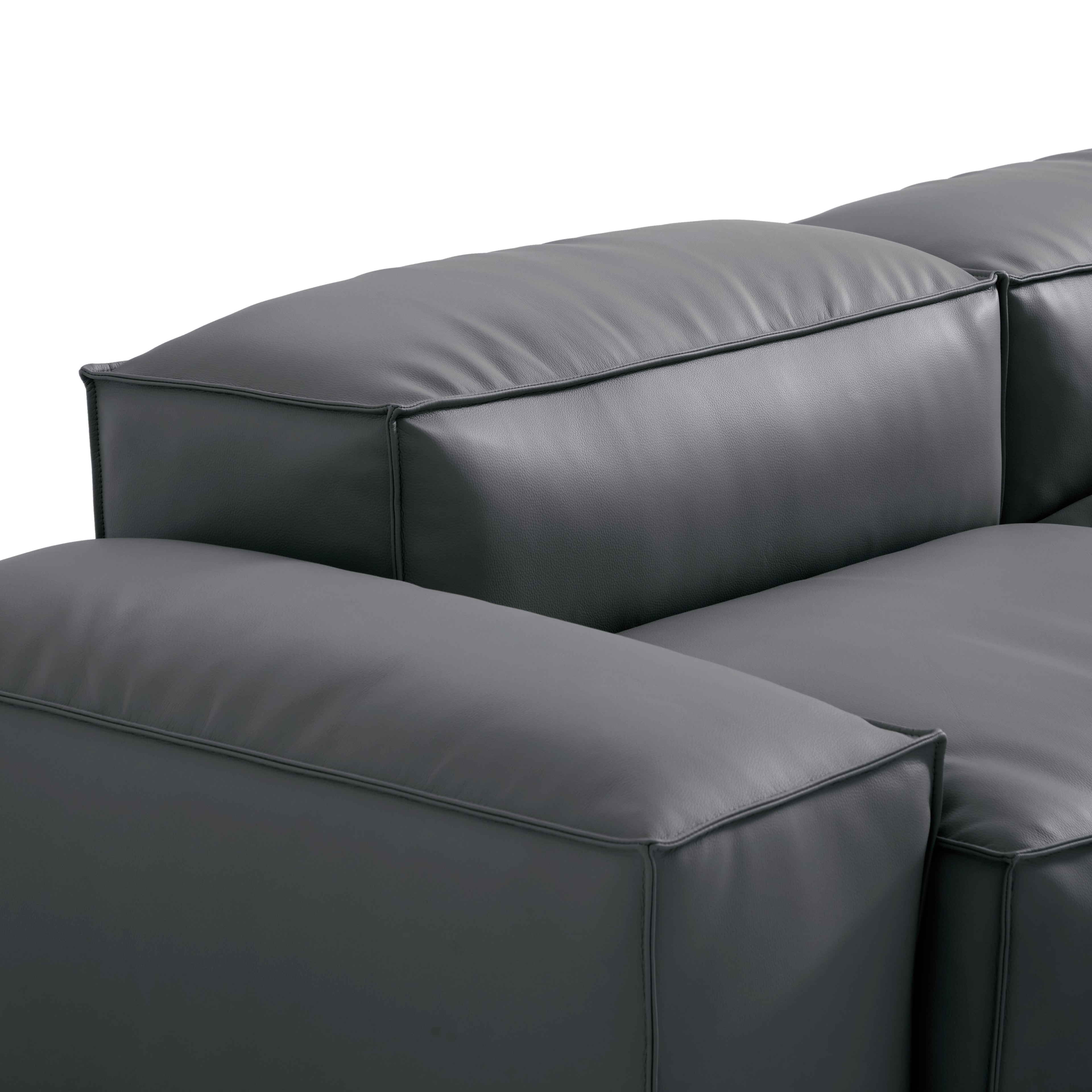 Cube Modular Brown Genuine Leather Sofa