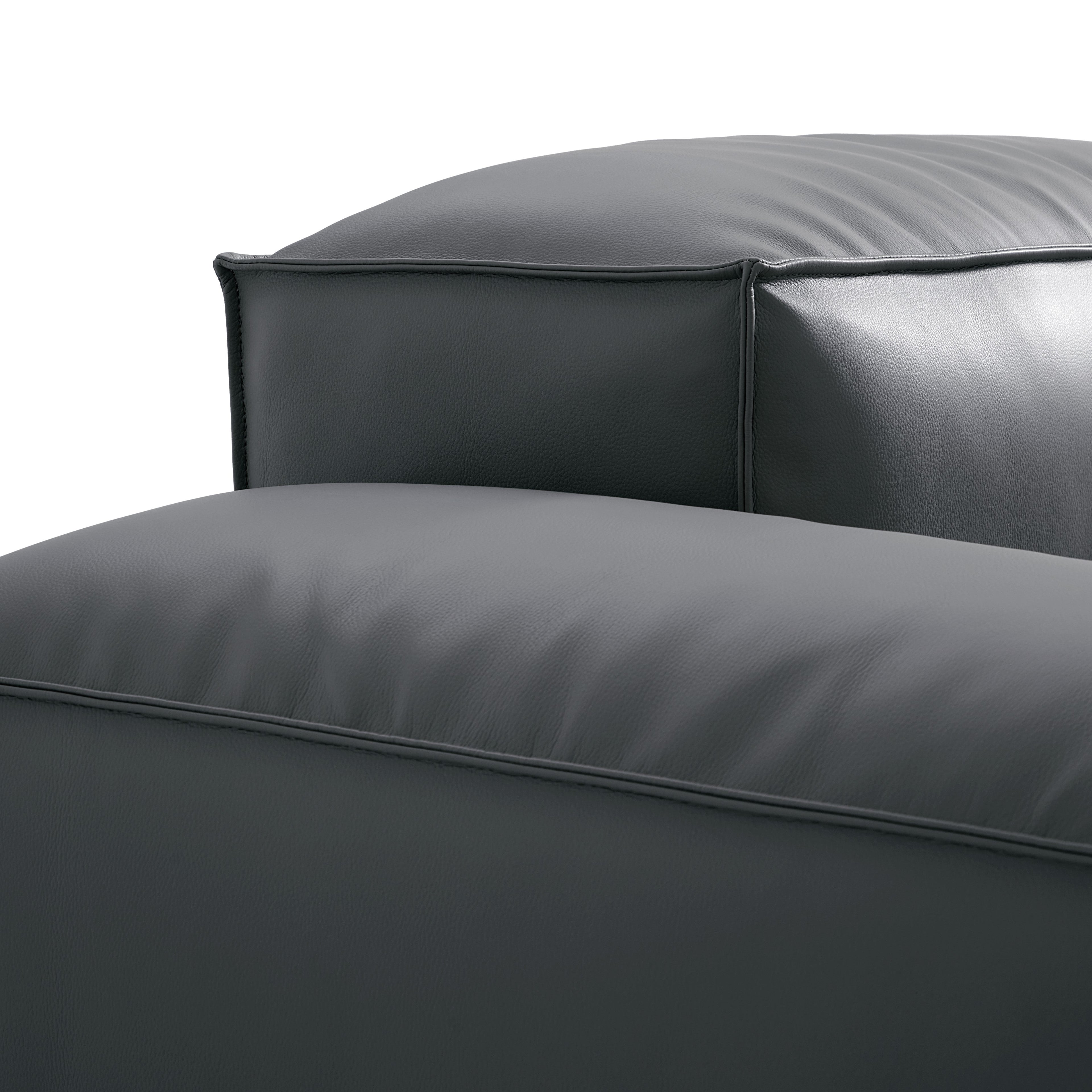 Cube Modular Black Genuine Leather Sectional
