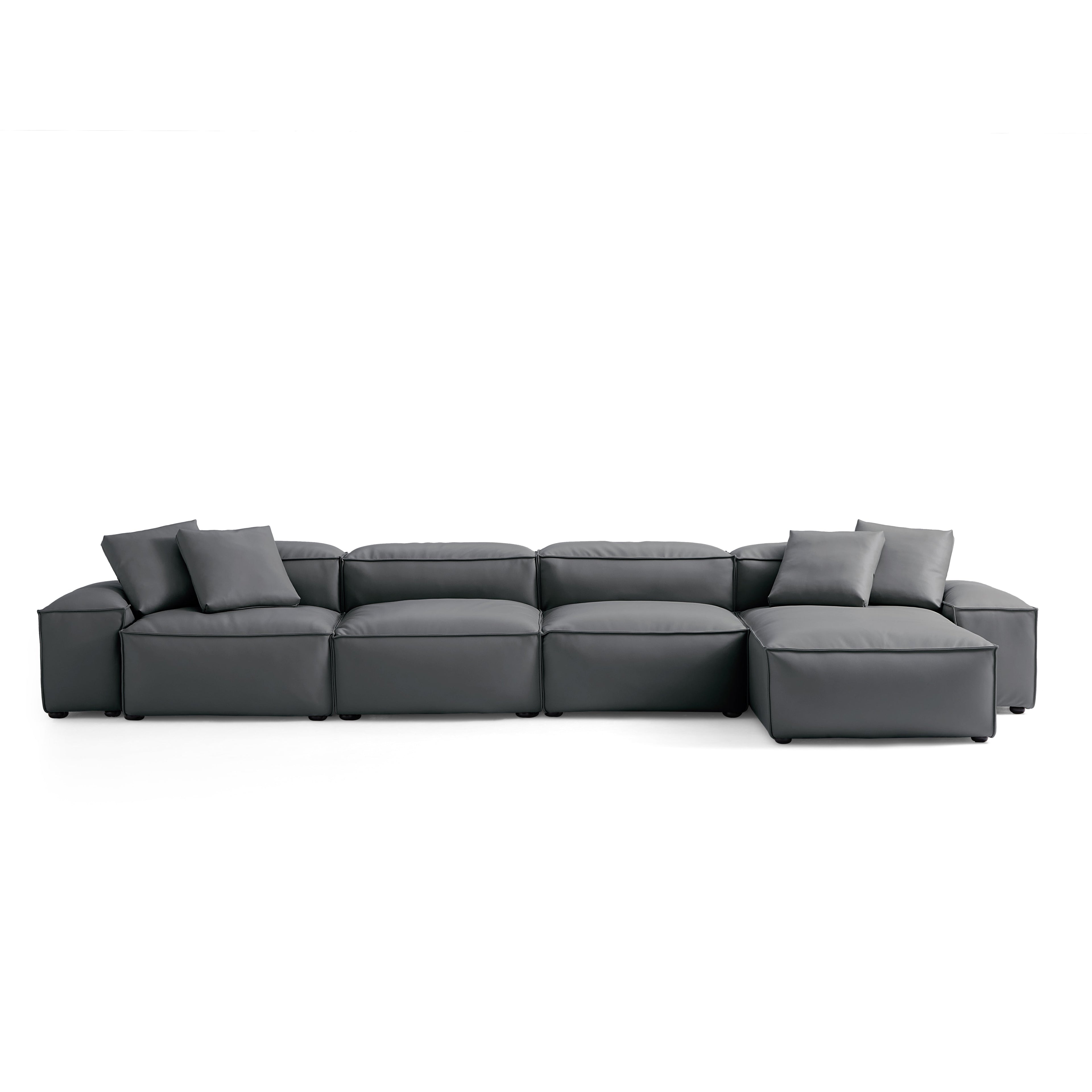 Cube Modular Beige Genuine Leather Sectional