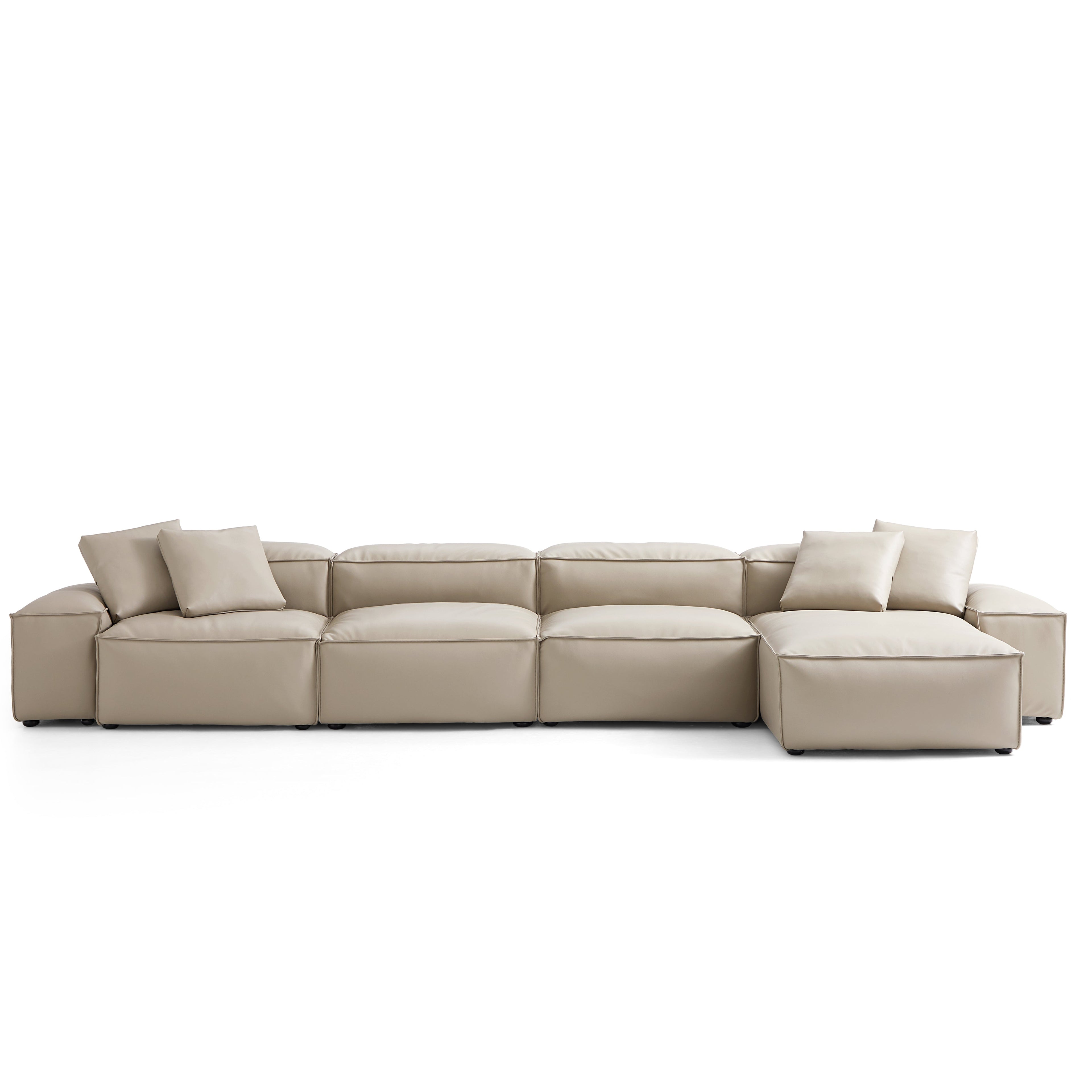 Cube Modular Black Genuine Leather Sectional