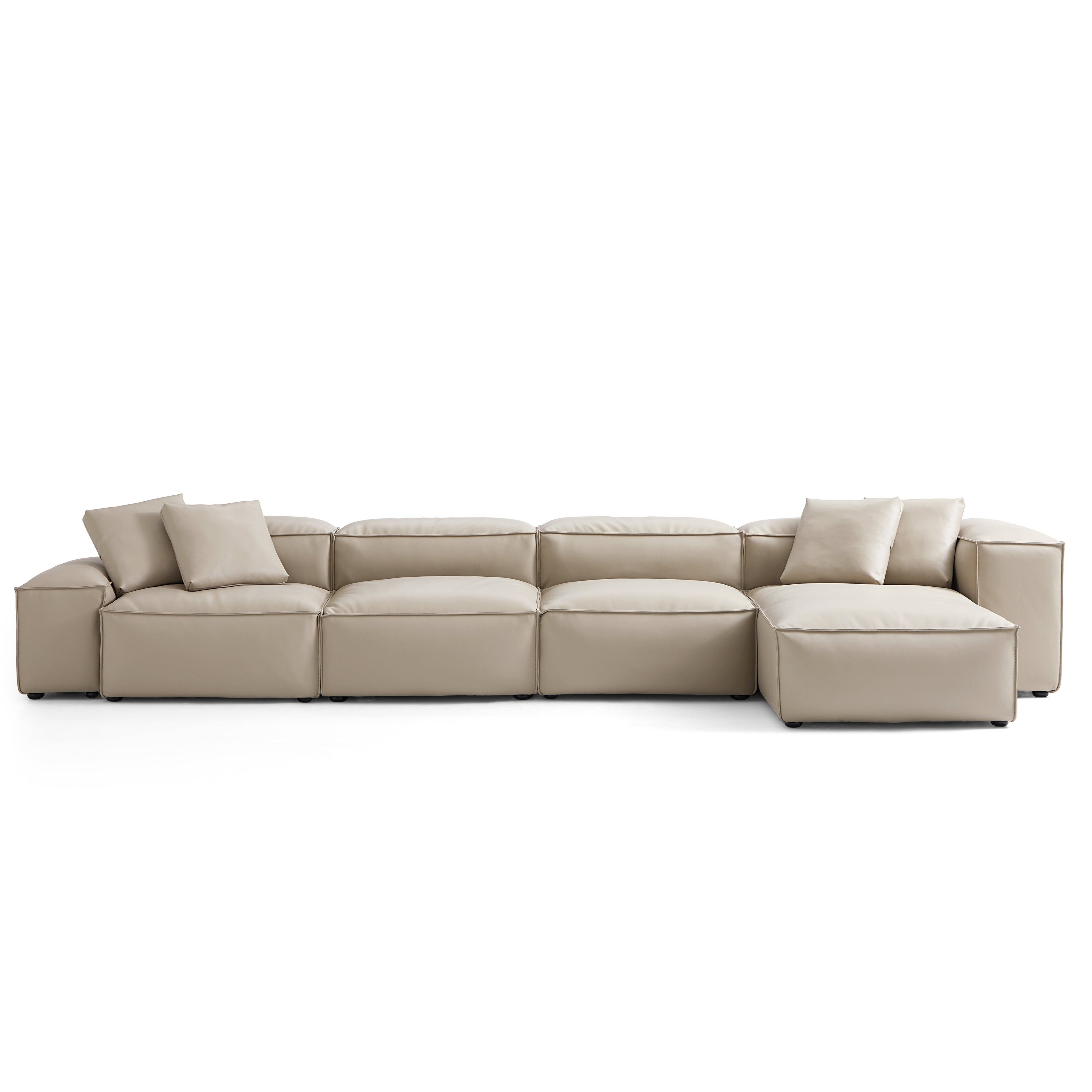 Cube Modular Black Genuine Leather Sectional