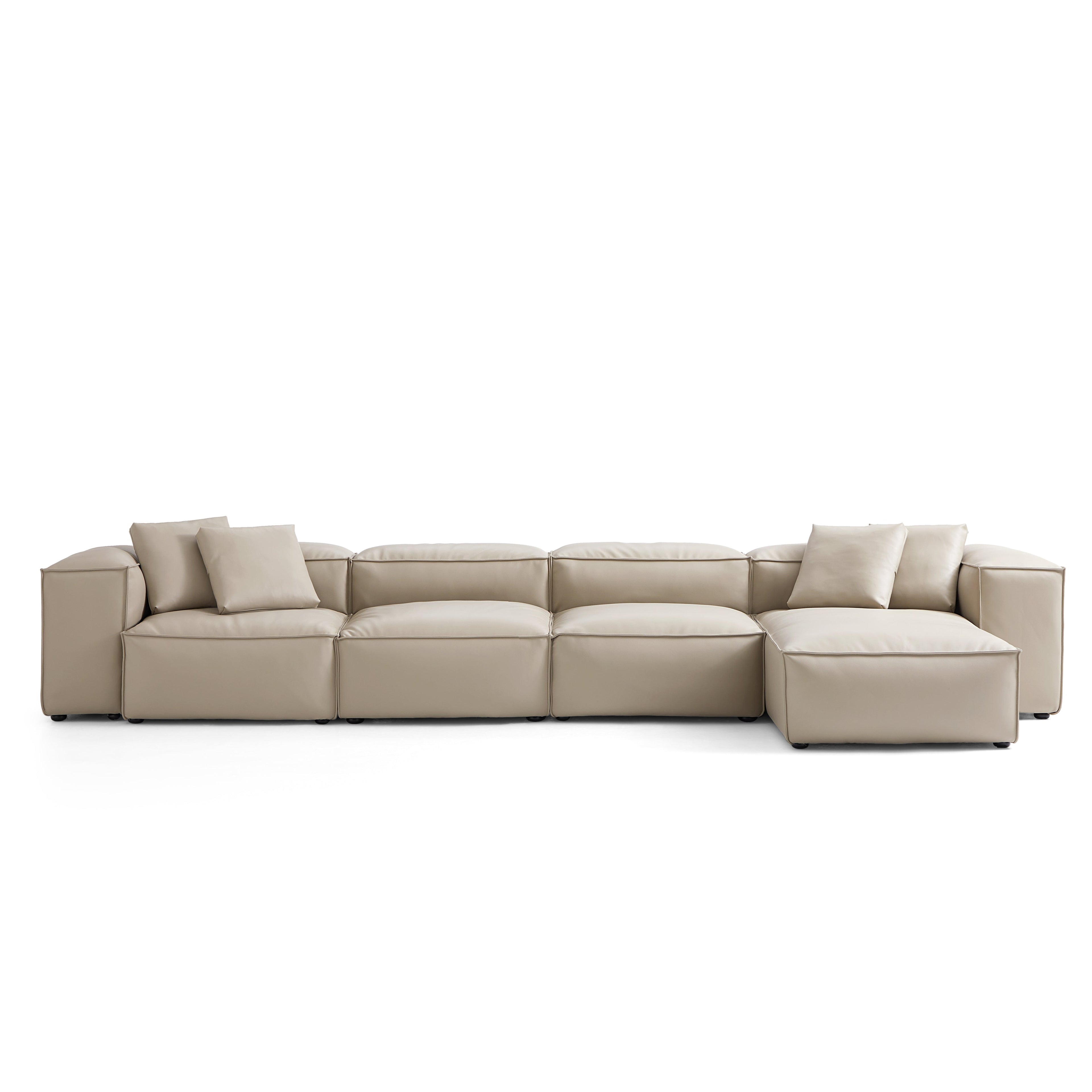 Cube Modular Black Genuine Leather Sectional