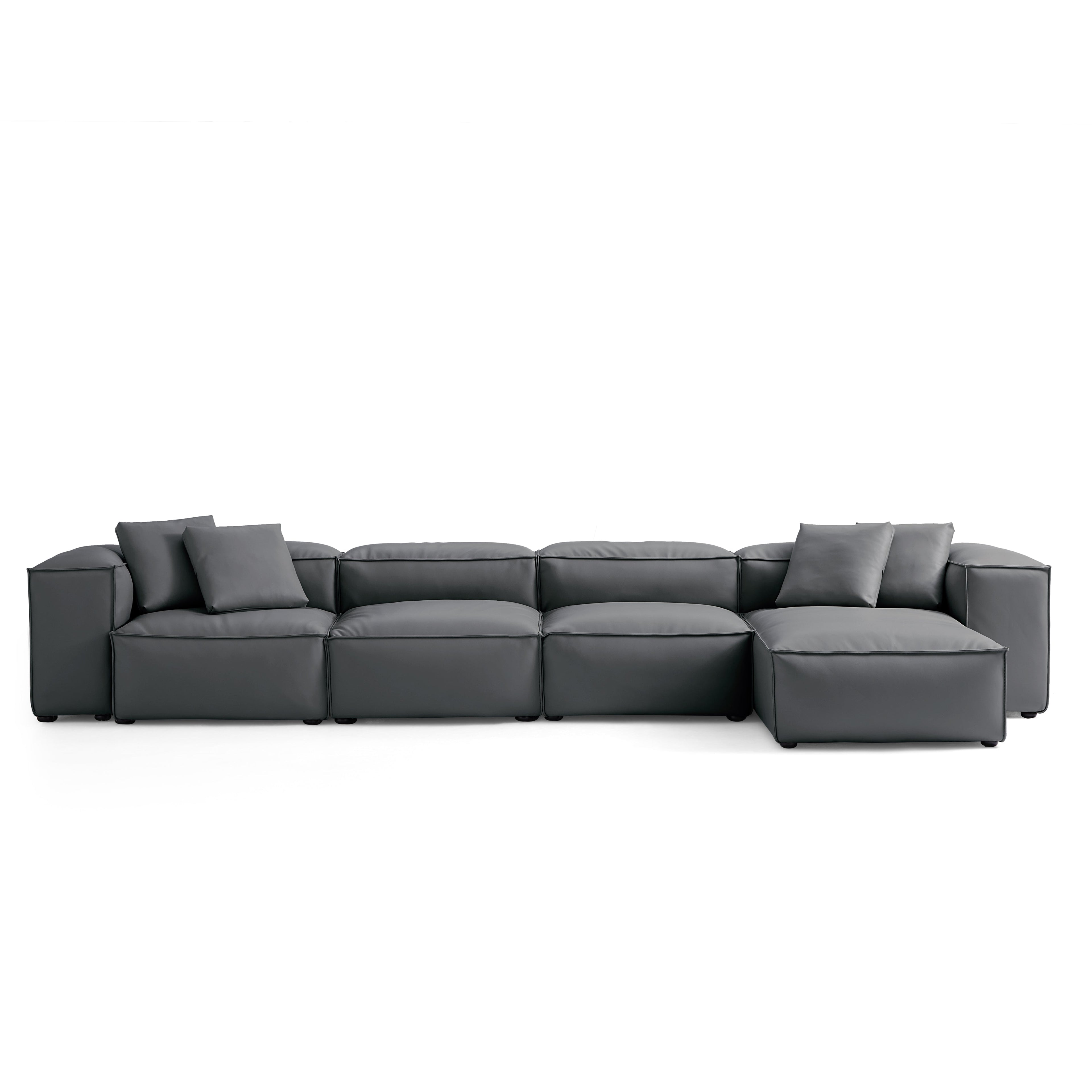 Cube Modular Black Genuine Leather Sectional
