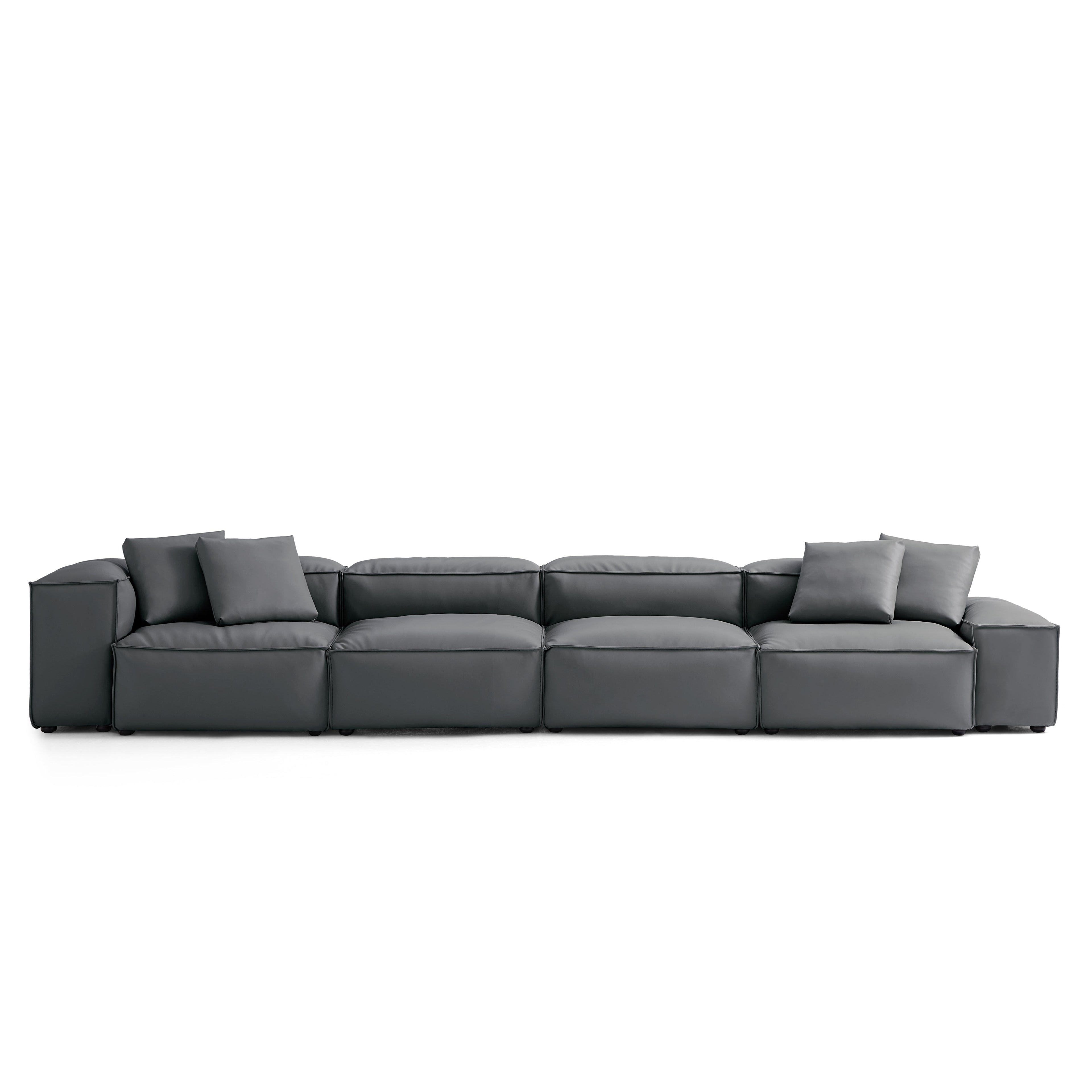 Cube Modular Brown Genuine Leather Sofa