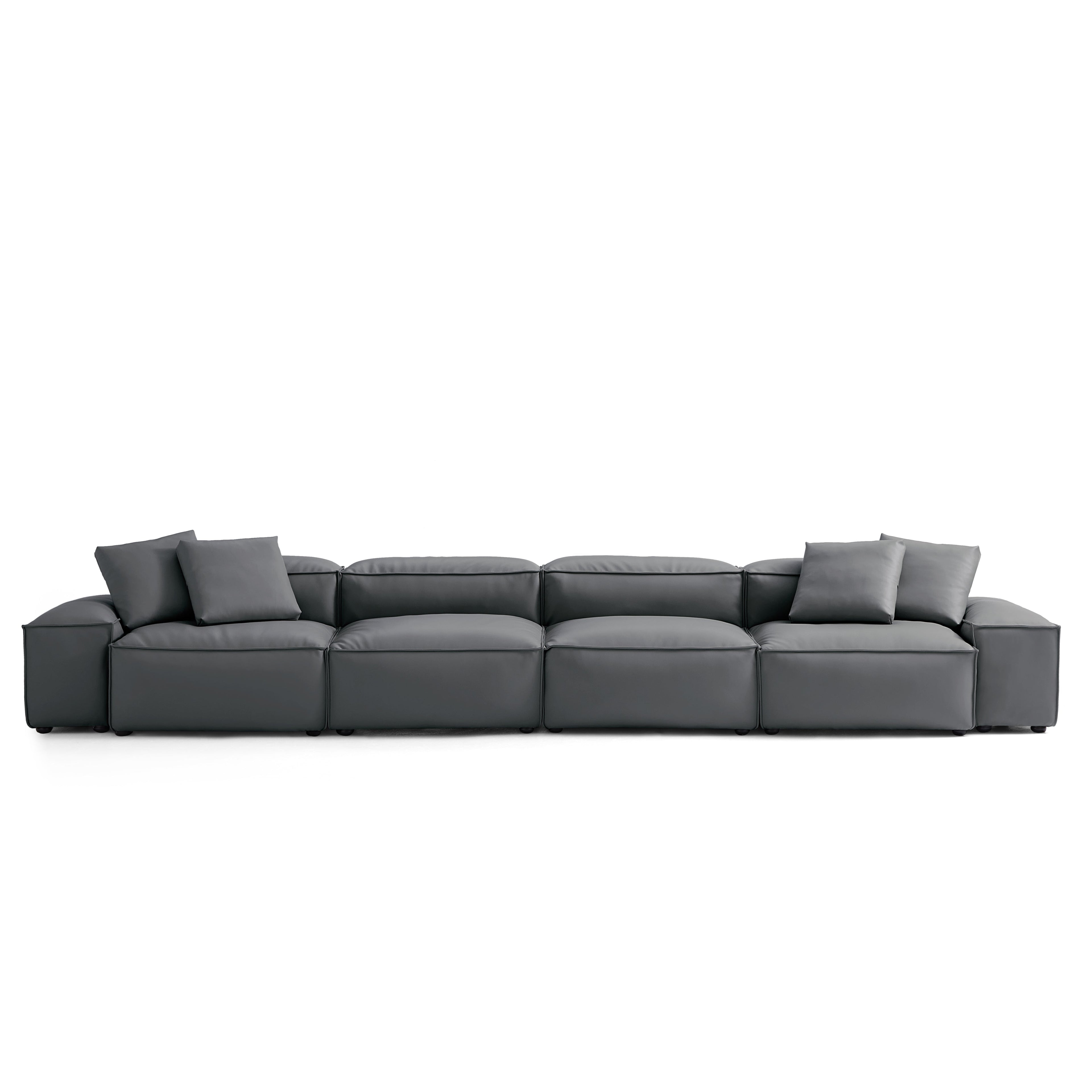 Cube Modular Beige Genuine Leather Sofa