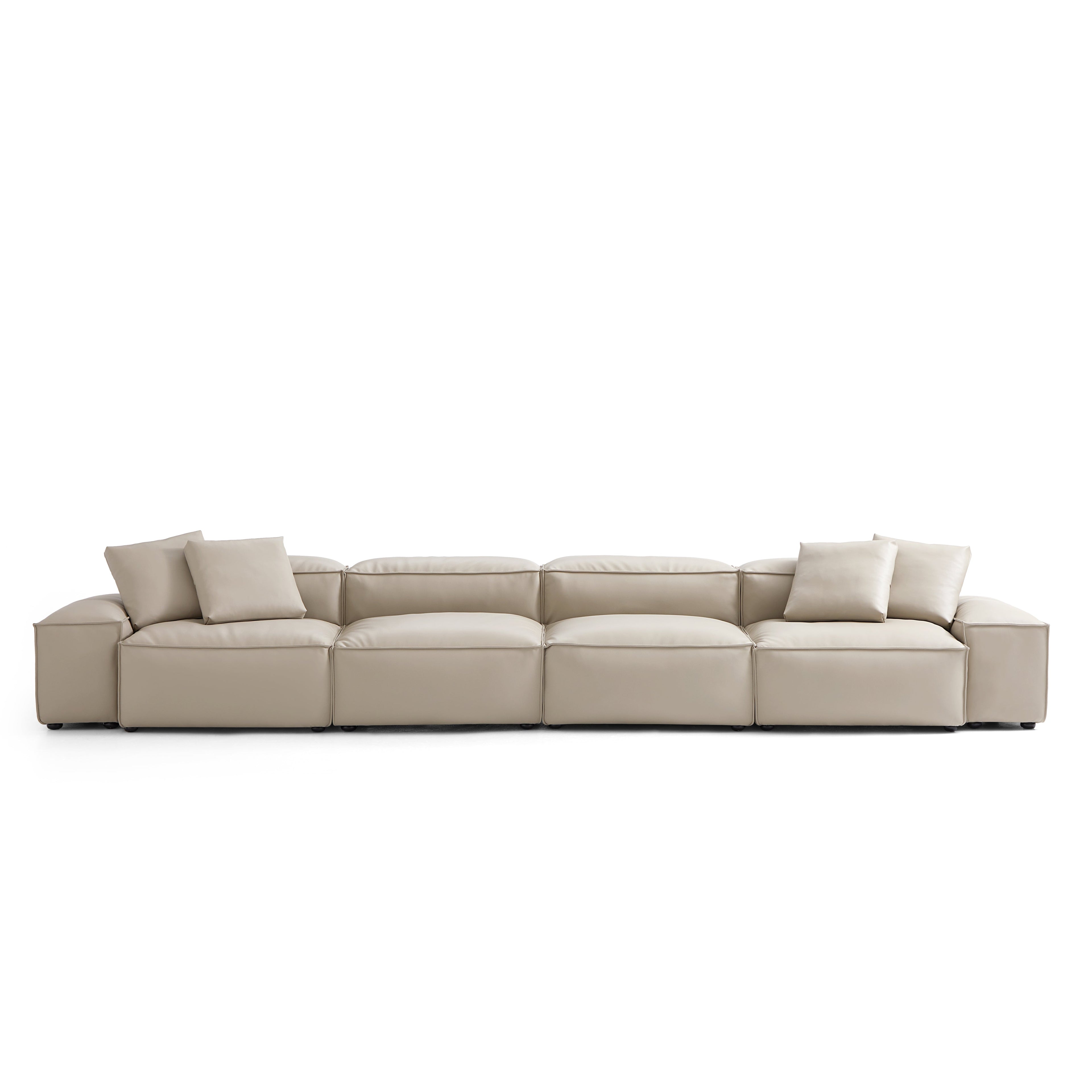 Cube Modular Brown Genuine Leather Sofa