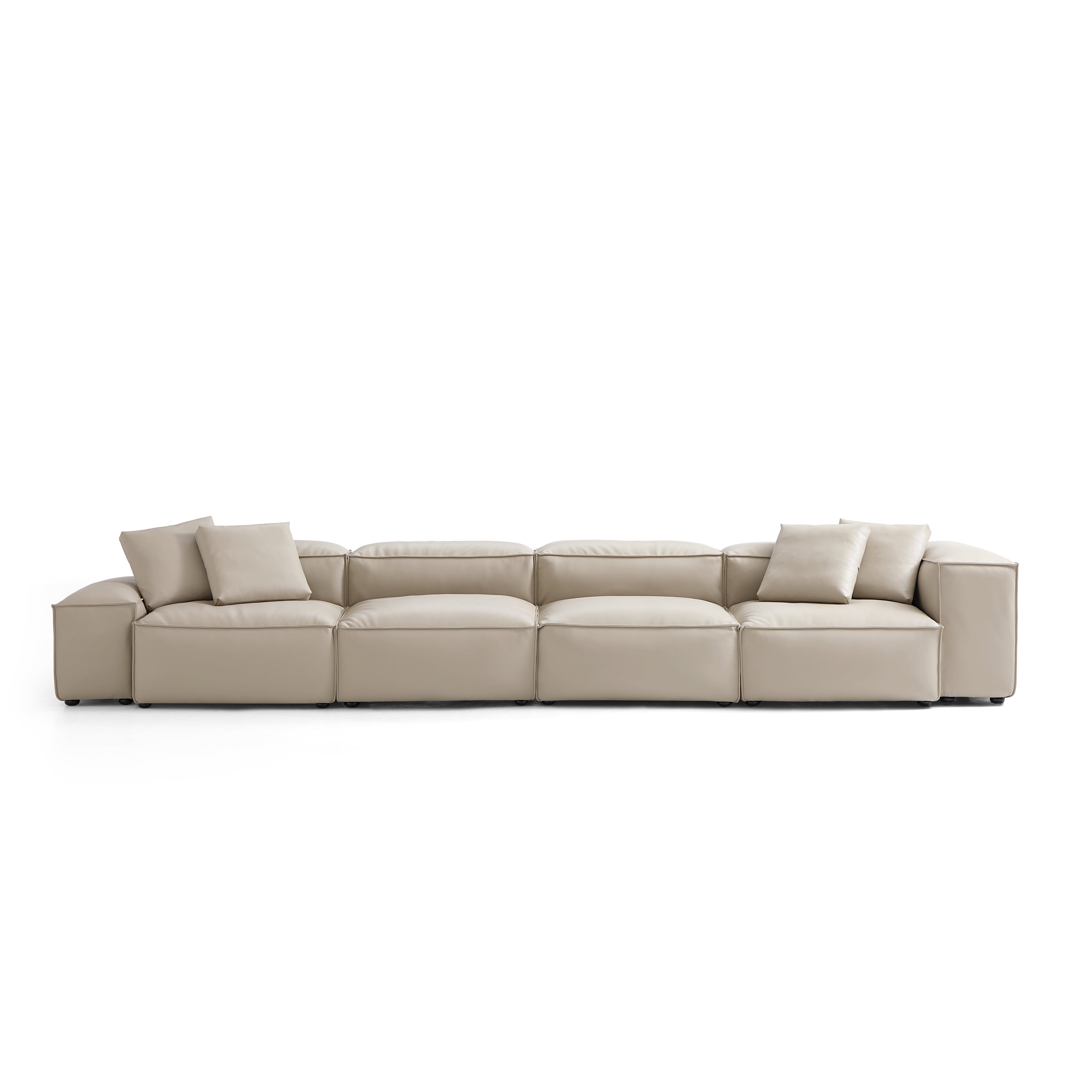 Cube Modular Beige Genuine Leather Sofa