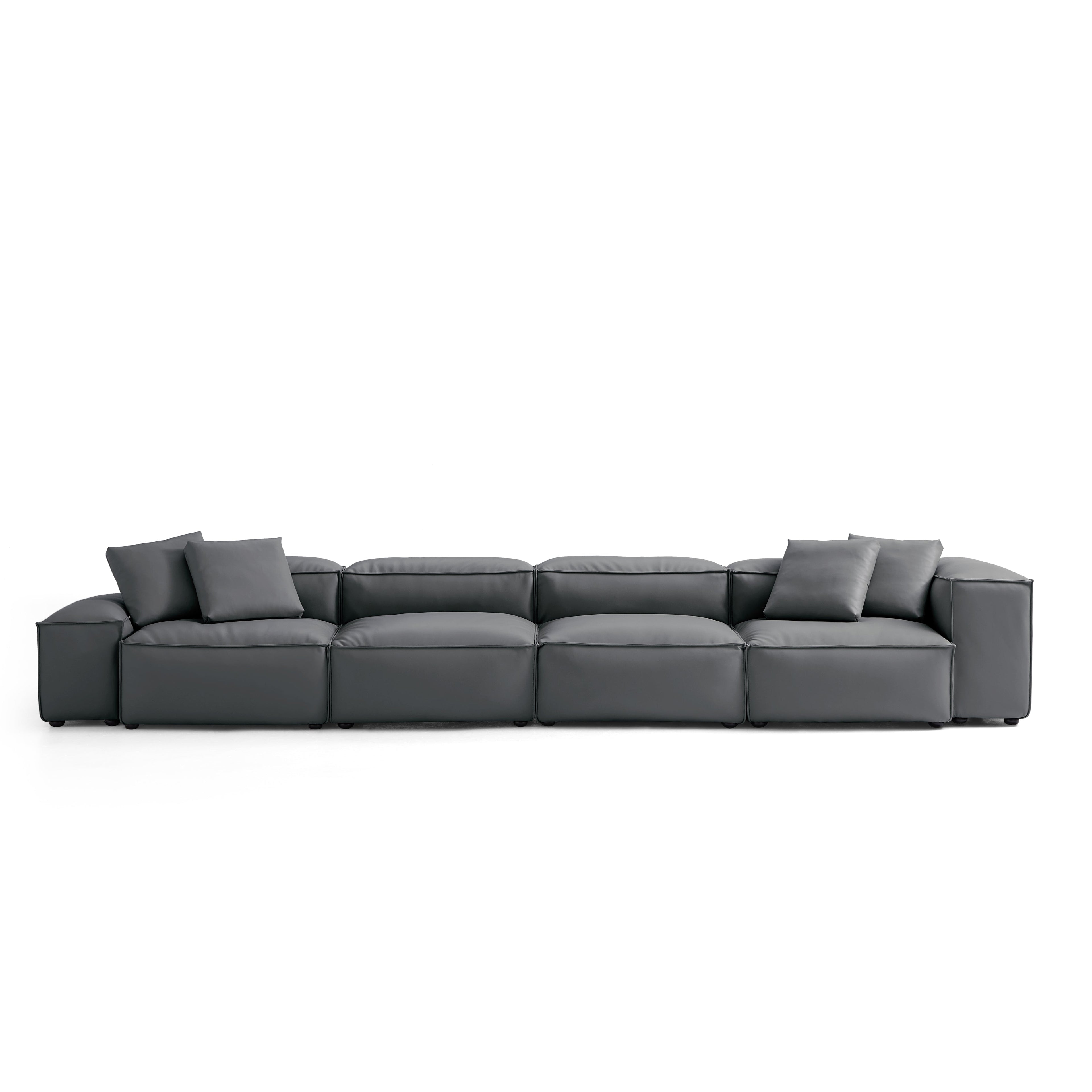 Cube Modular Beige Genuine Leather Sofa