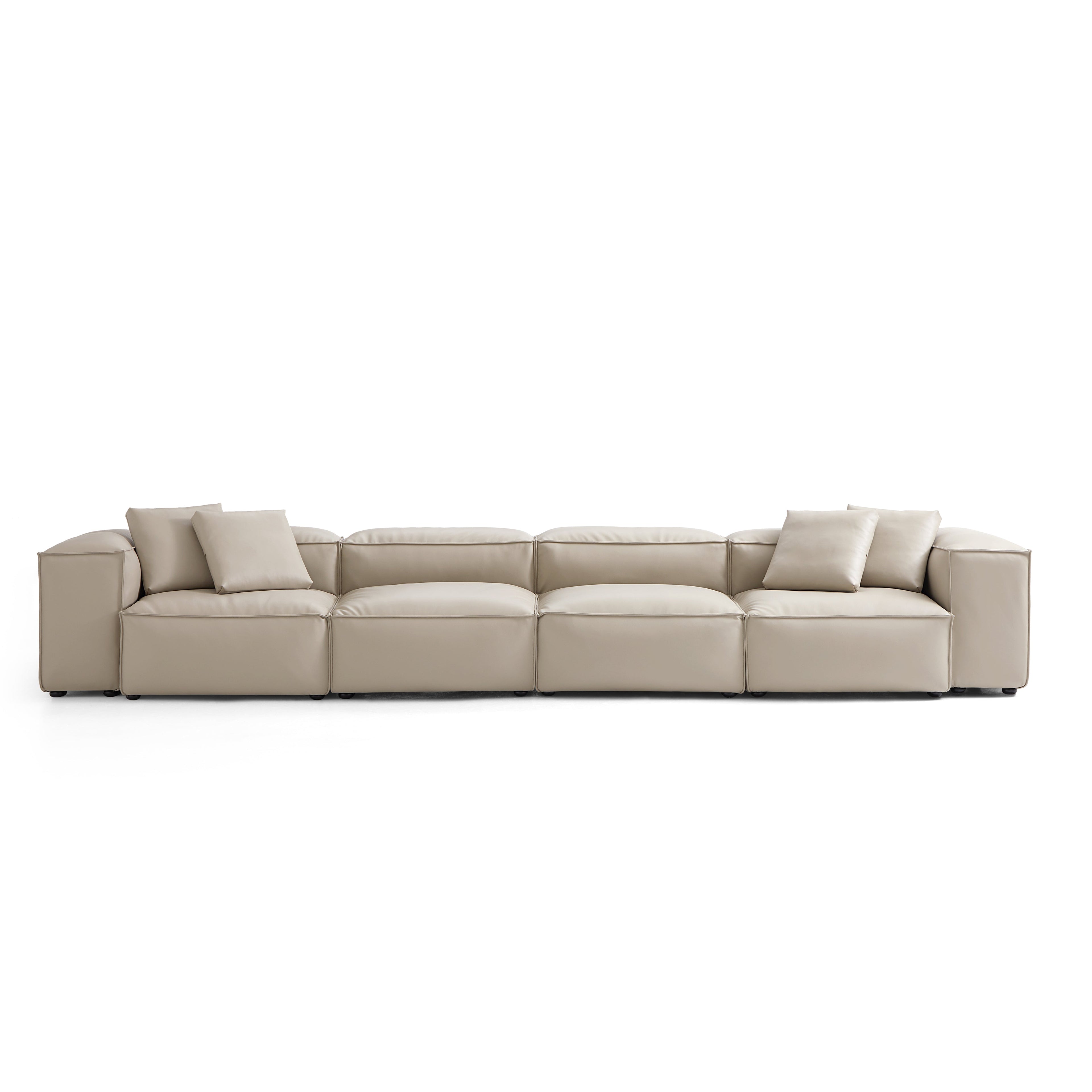 Cube Modular Black Genuine Leather Sofa