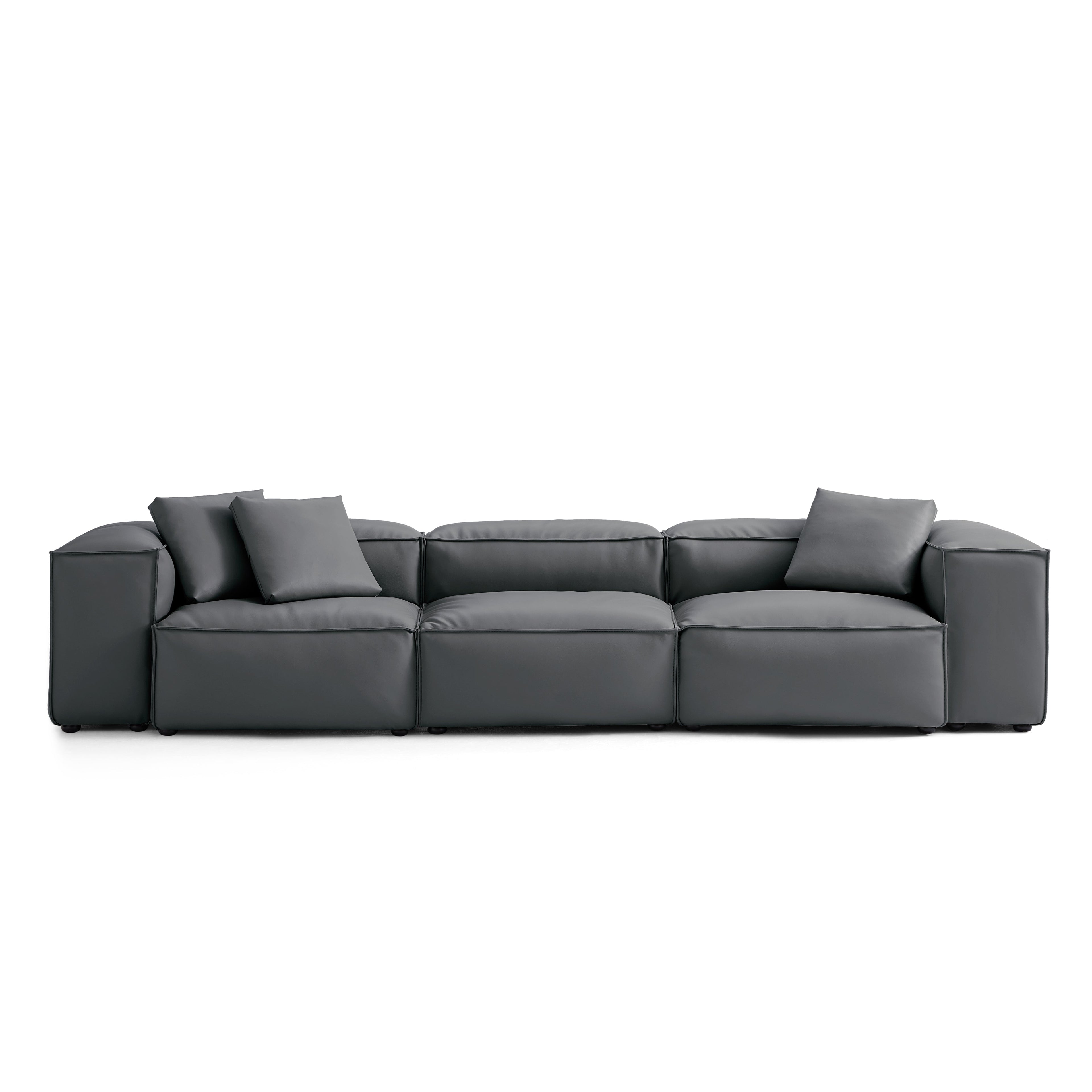 Cube Modular Beige Genuine Leather Sofa