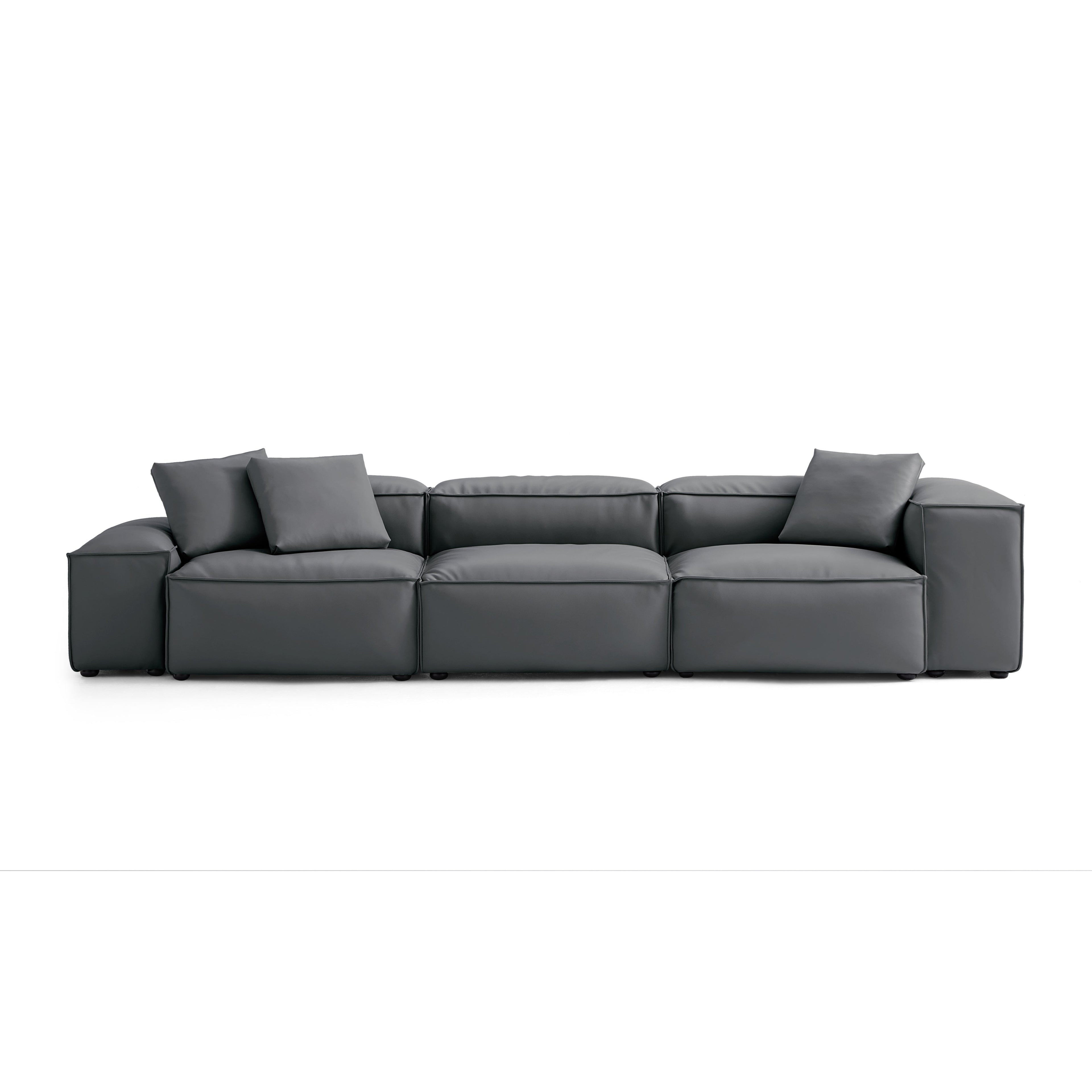 Cube Modular Black Genuine Leather Sofa