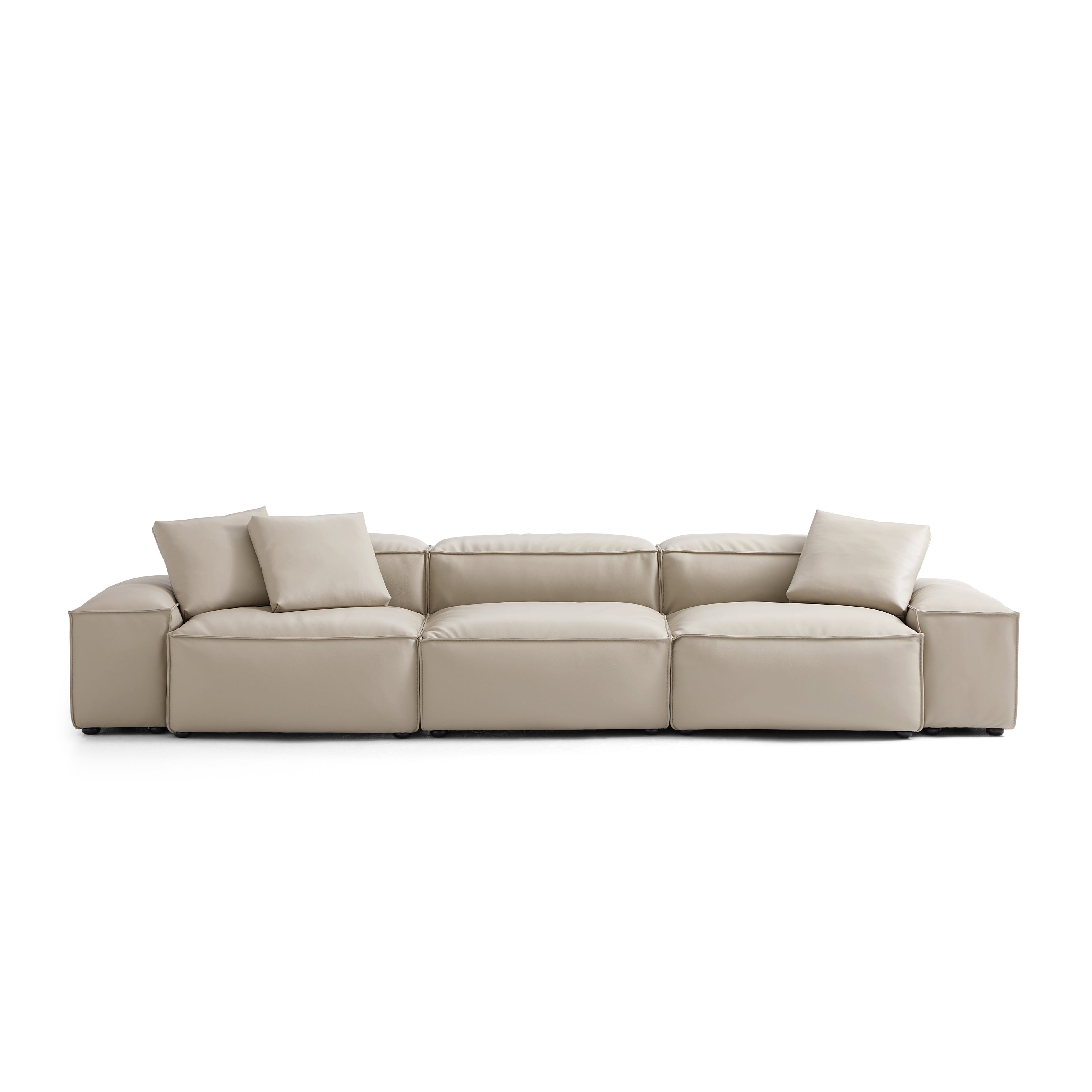 Cube Modular Beige Genuine Leather Sofa