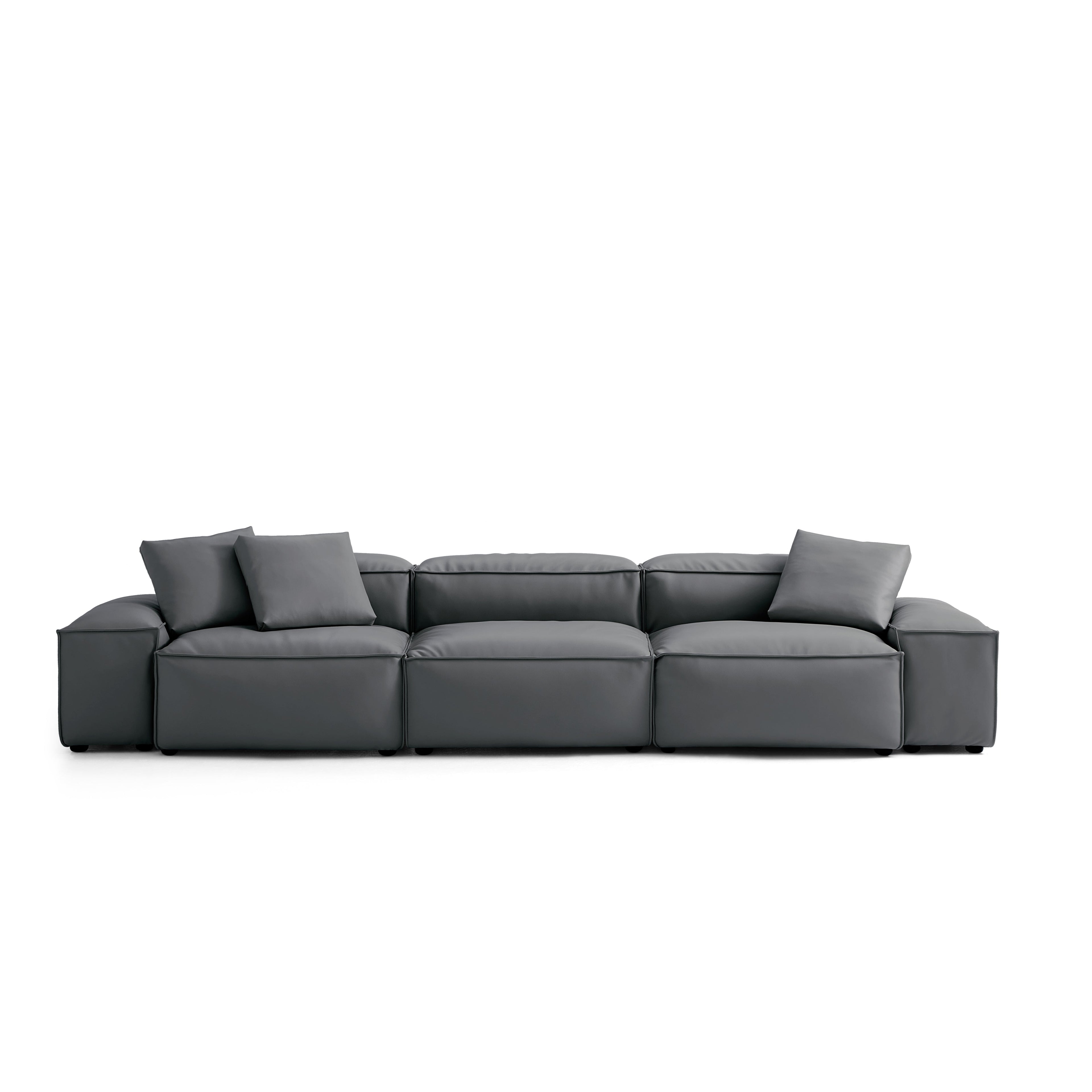 Cube Modular Brown Genuine Leather Sofa