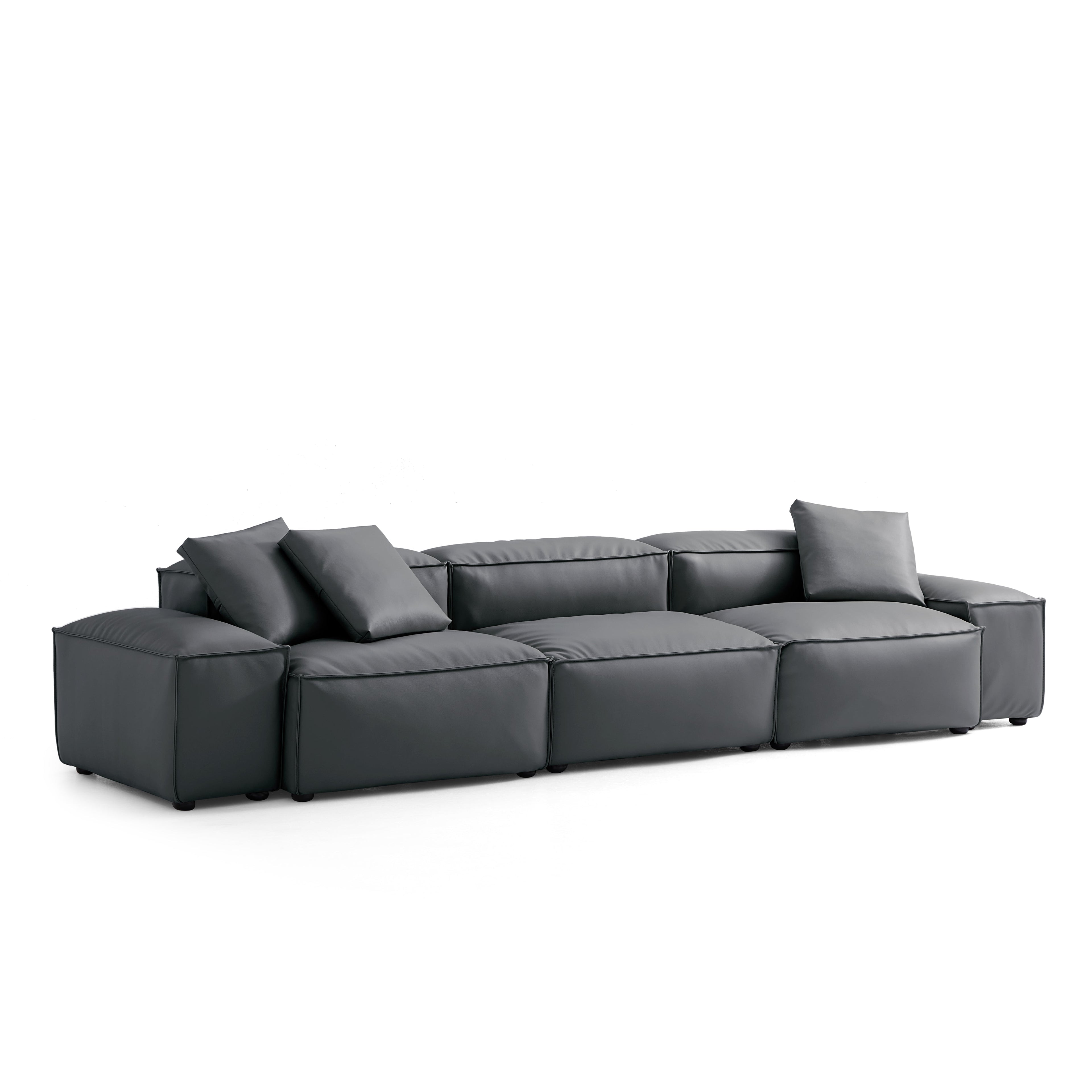 Cube Modular Beige Genuine Leather Sofa