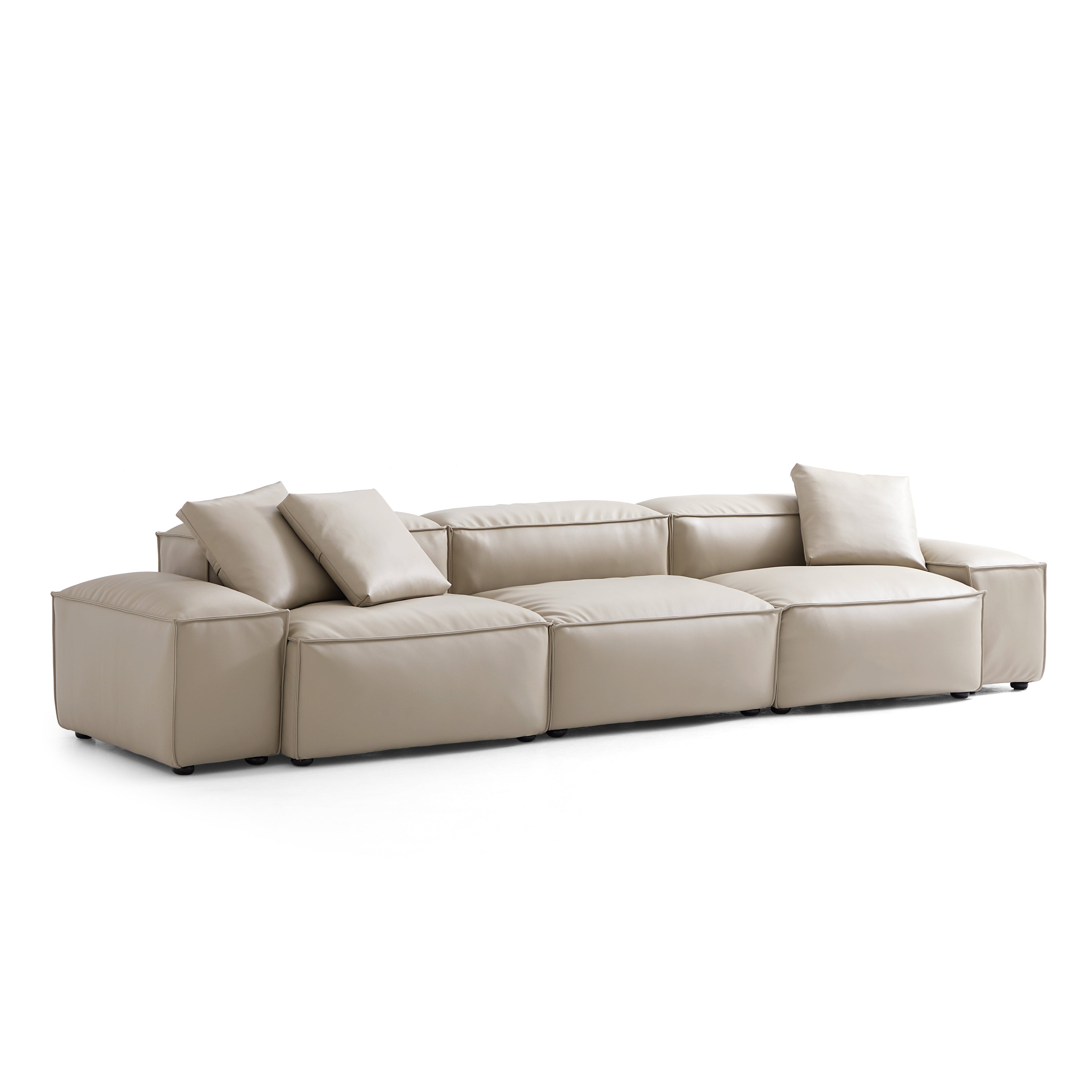 Cube Modular Black Genuine Leather Sofa