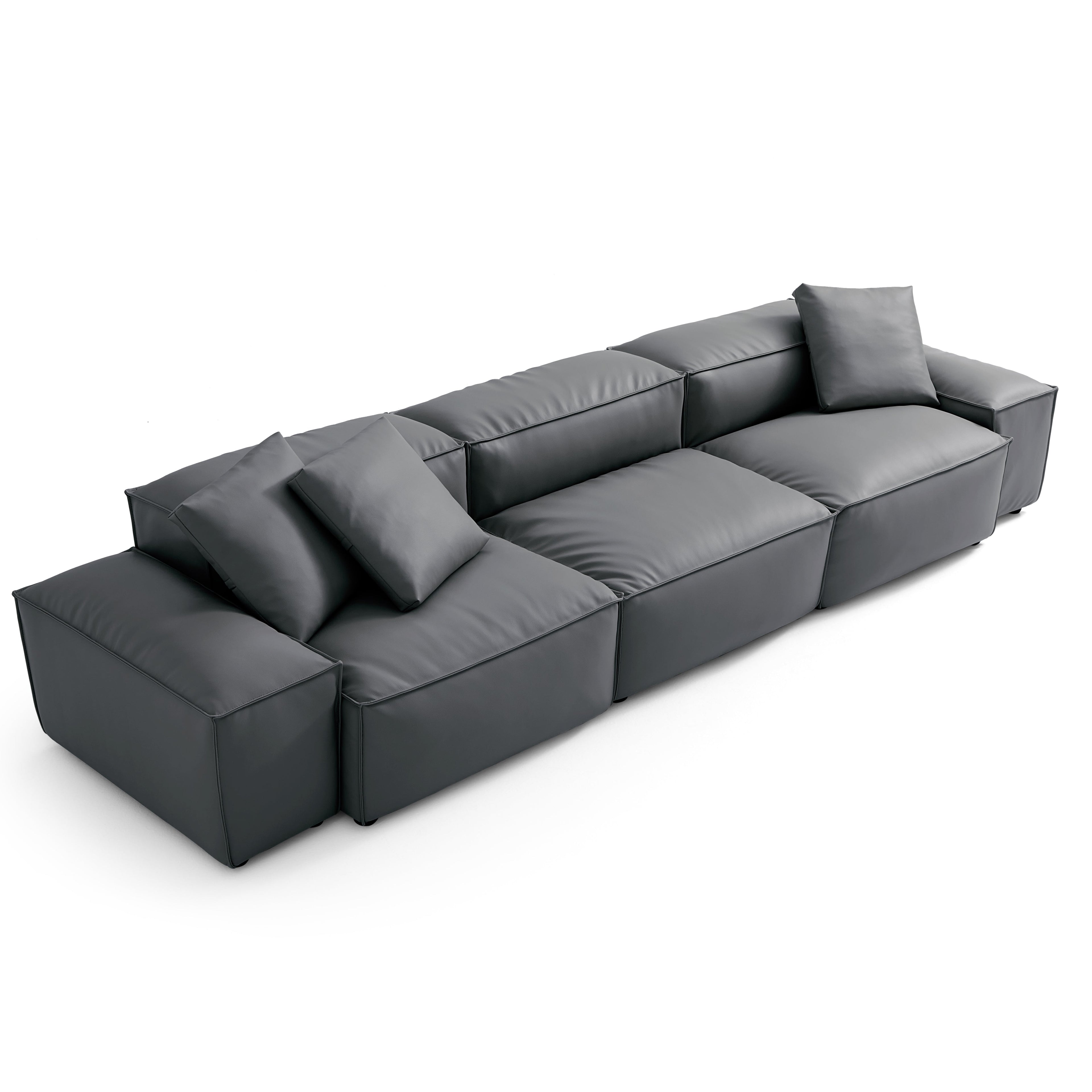 Cube Modular Dark Gray Genuine Leather Sofa