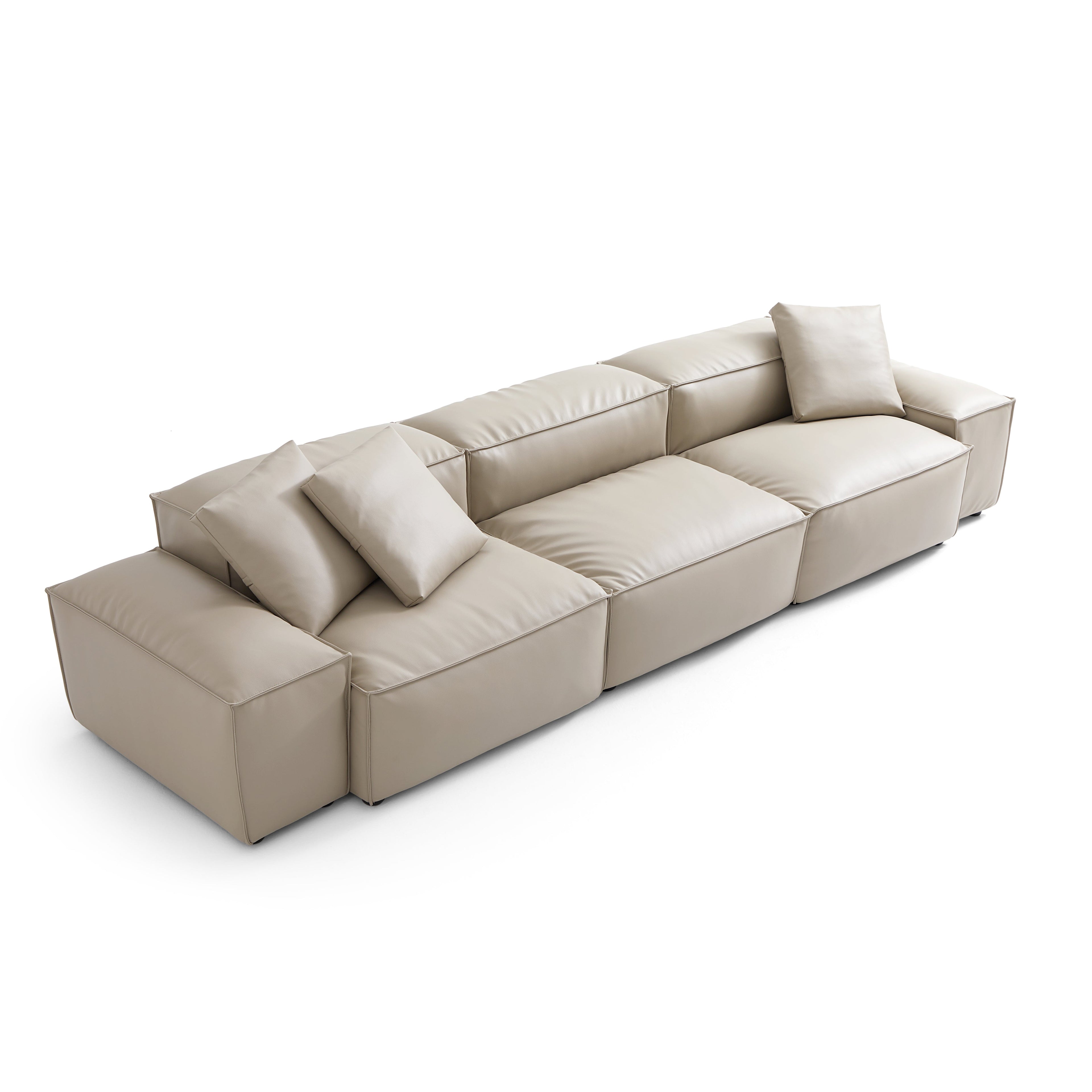 Cube Modular Black Genuine Leather Sofa
