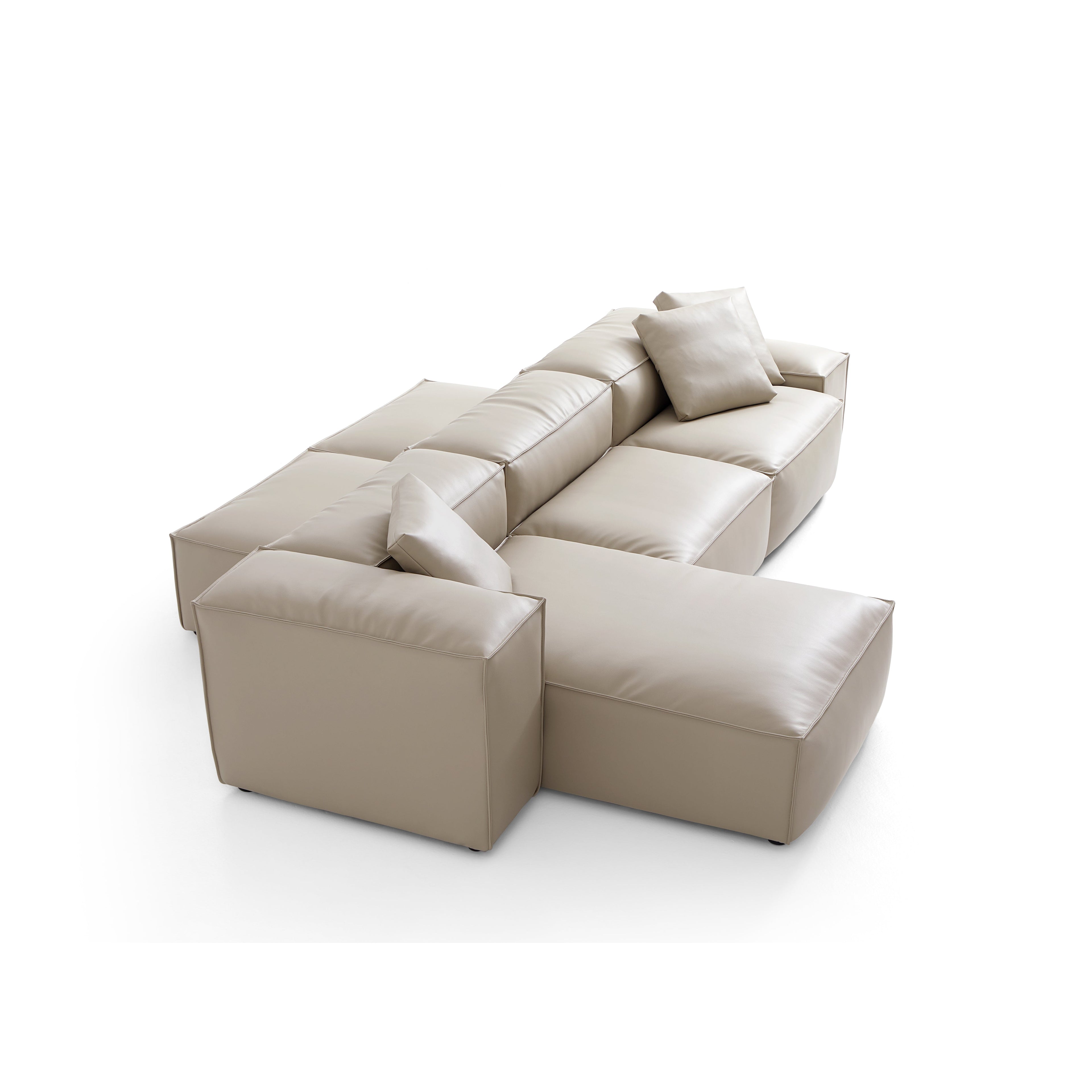 Cube Modular Brown Genuine Leather Double-Sided Sectional