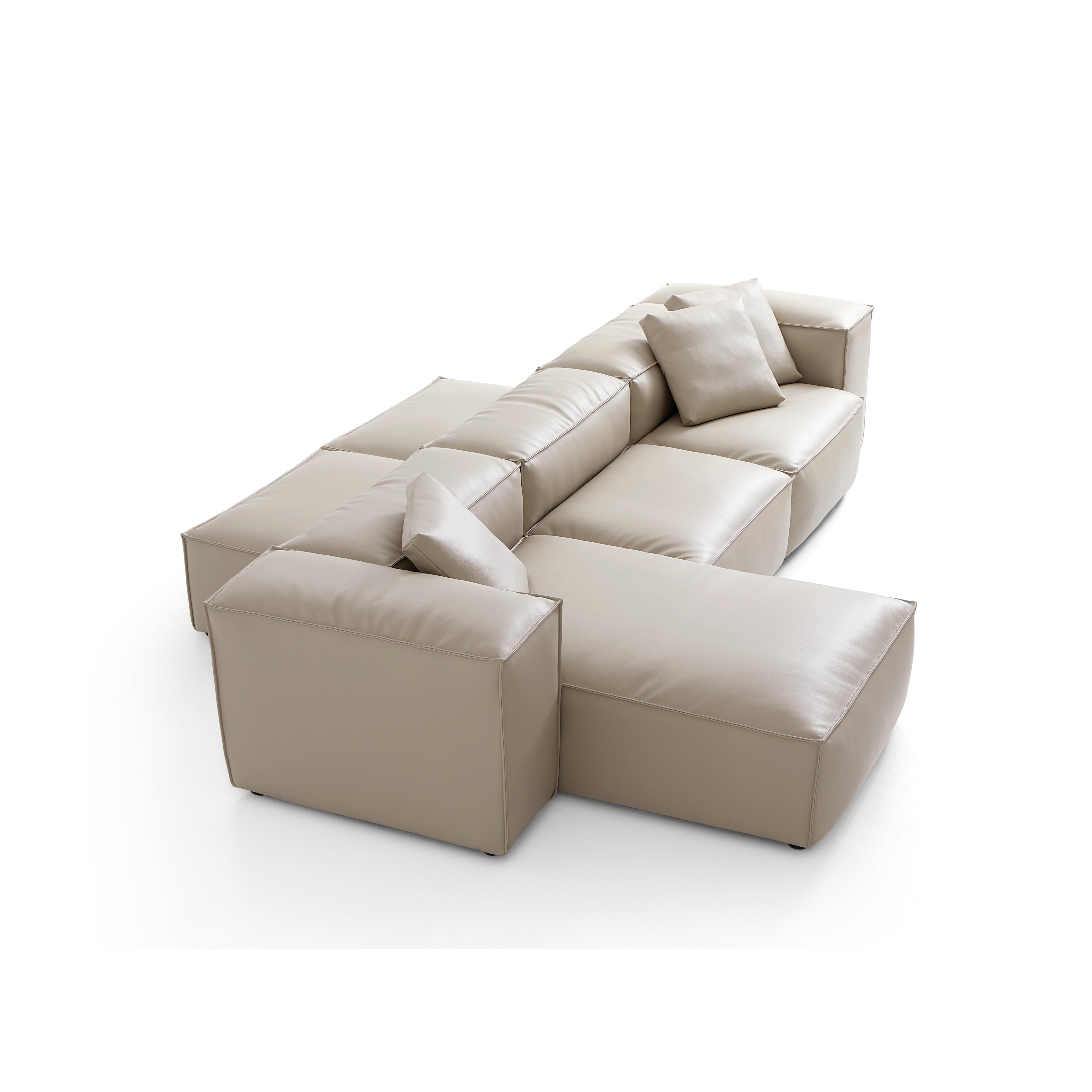 Cube Modular Brown Genuine Leather Double-Sided Sectional