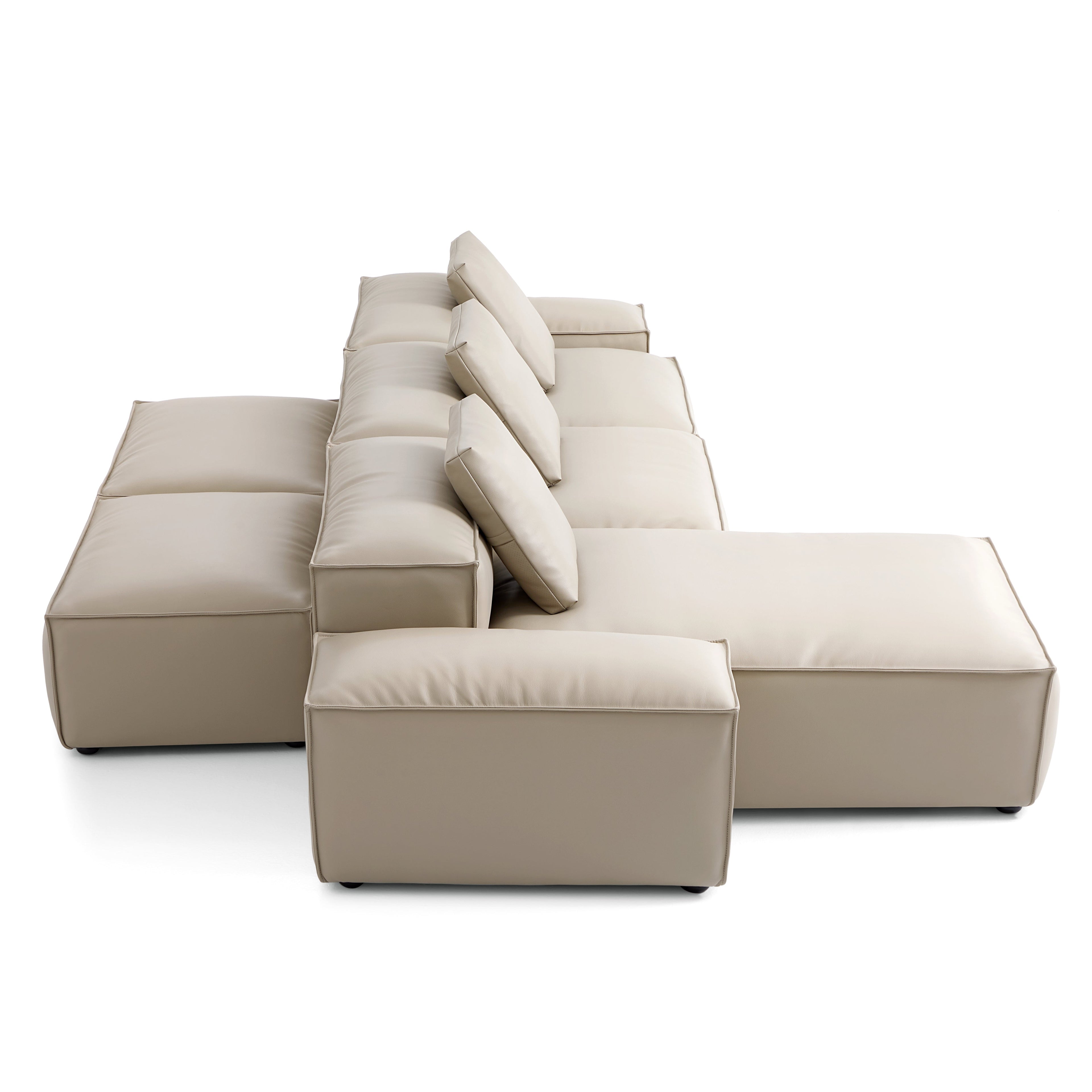 Cube Modular Black Genuine Leather Double-Sided Sectional