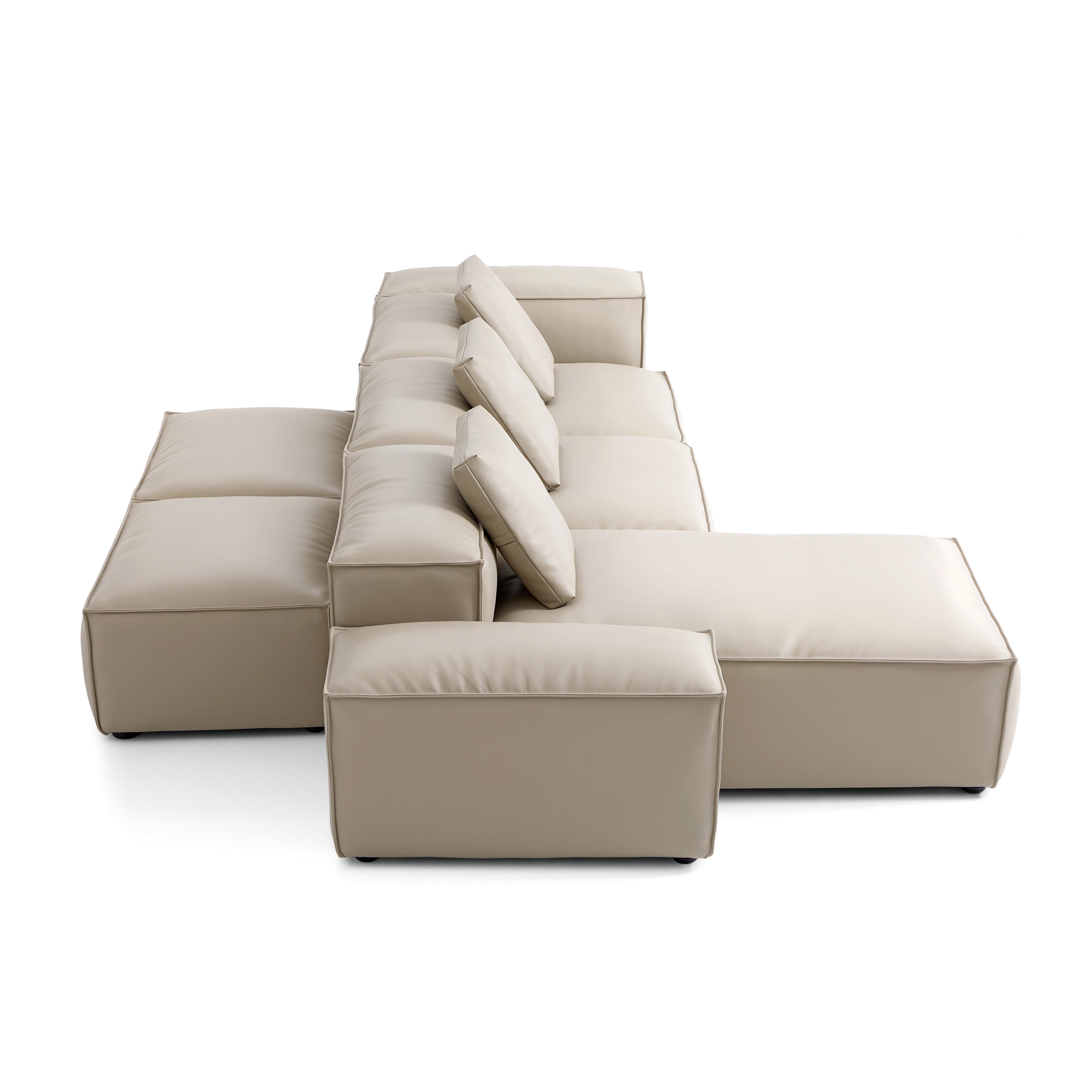 Cube Modular Brown Genuine Leather Double-Sided Sectional