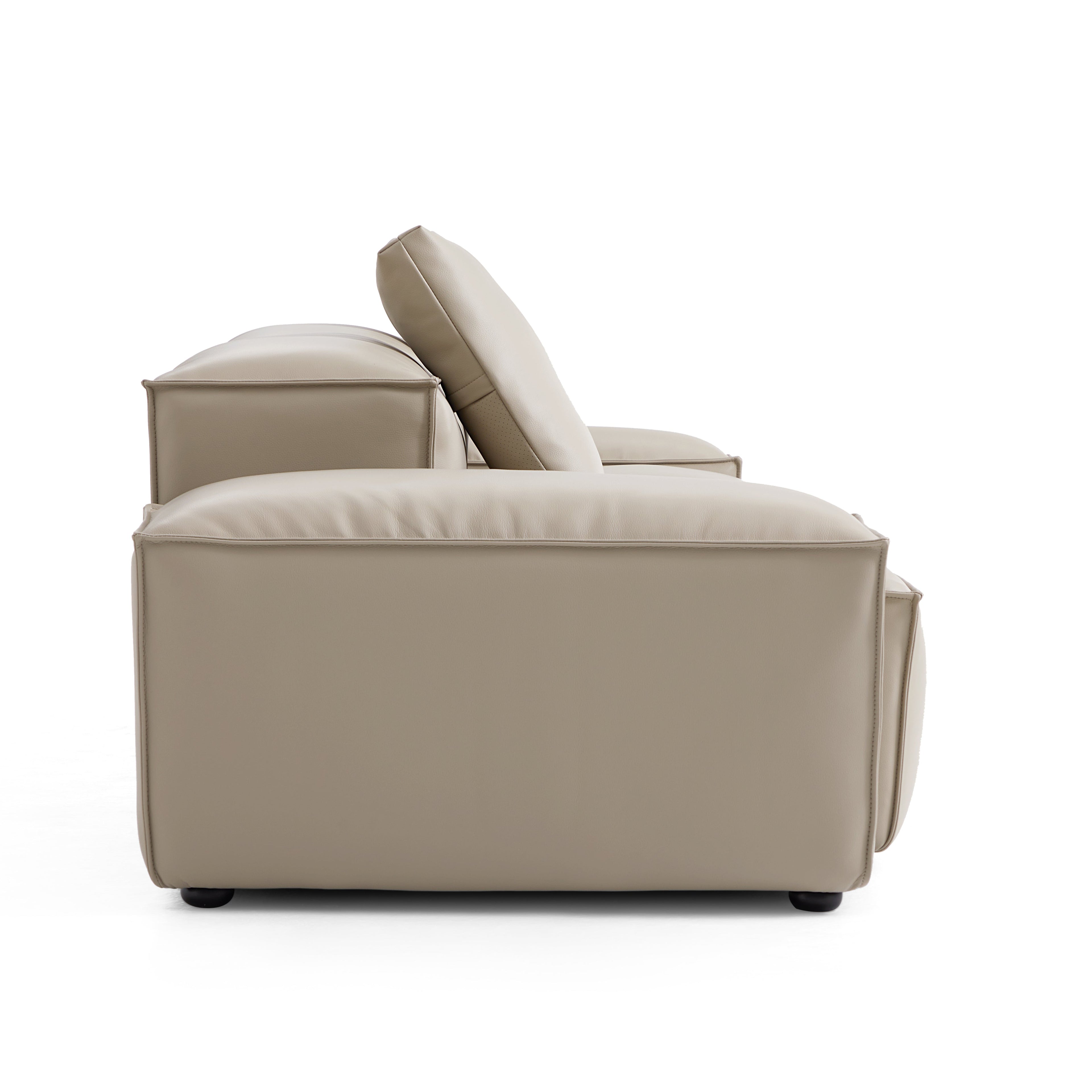 Cube Modular Black Genuine Leather Sofa