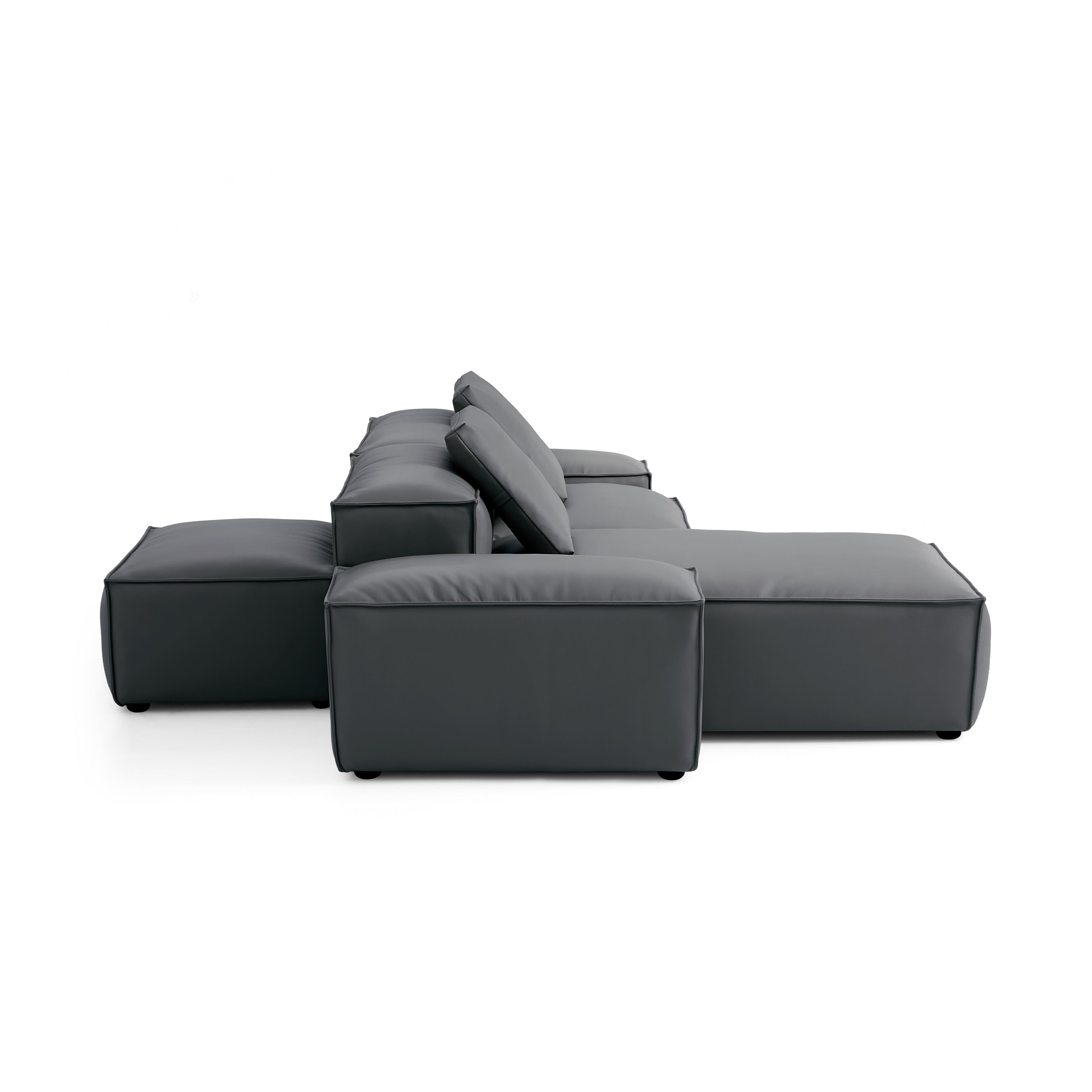 Cube Modular Black Genuine Leather Double-Sided Sectional