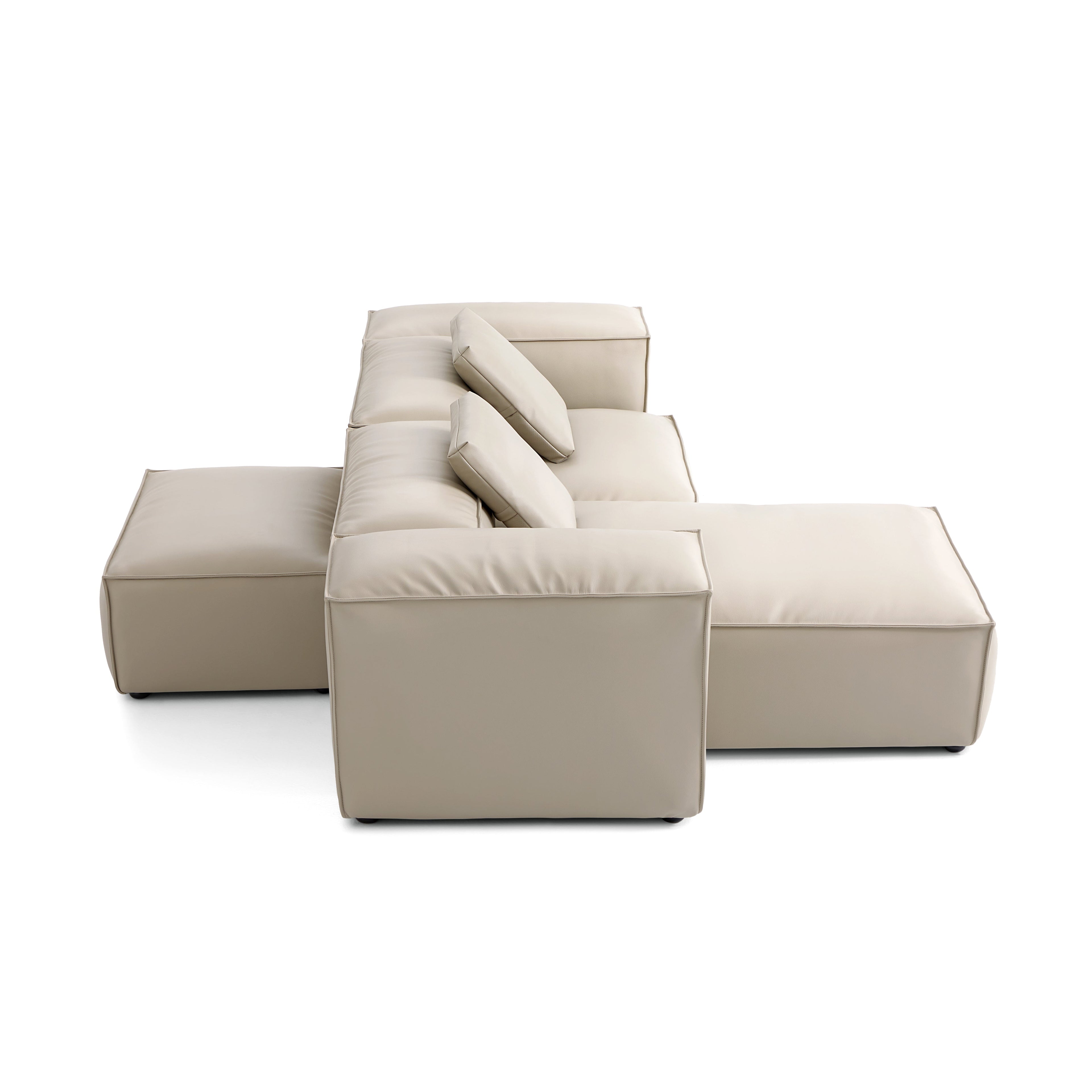 Cube Modular Brown Genuine Leather Double-Sided Sectional