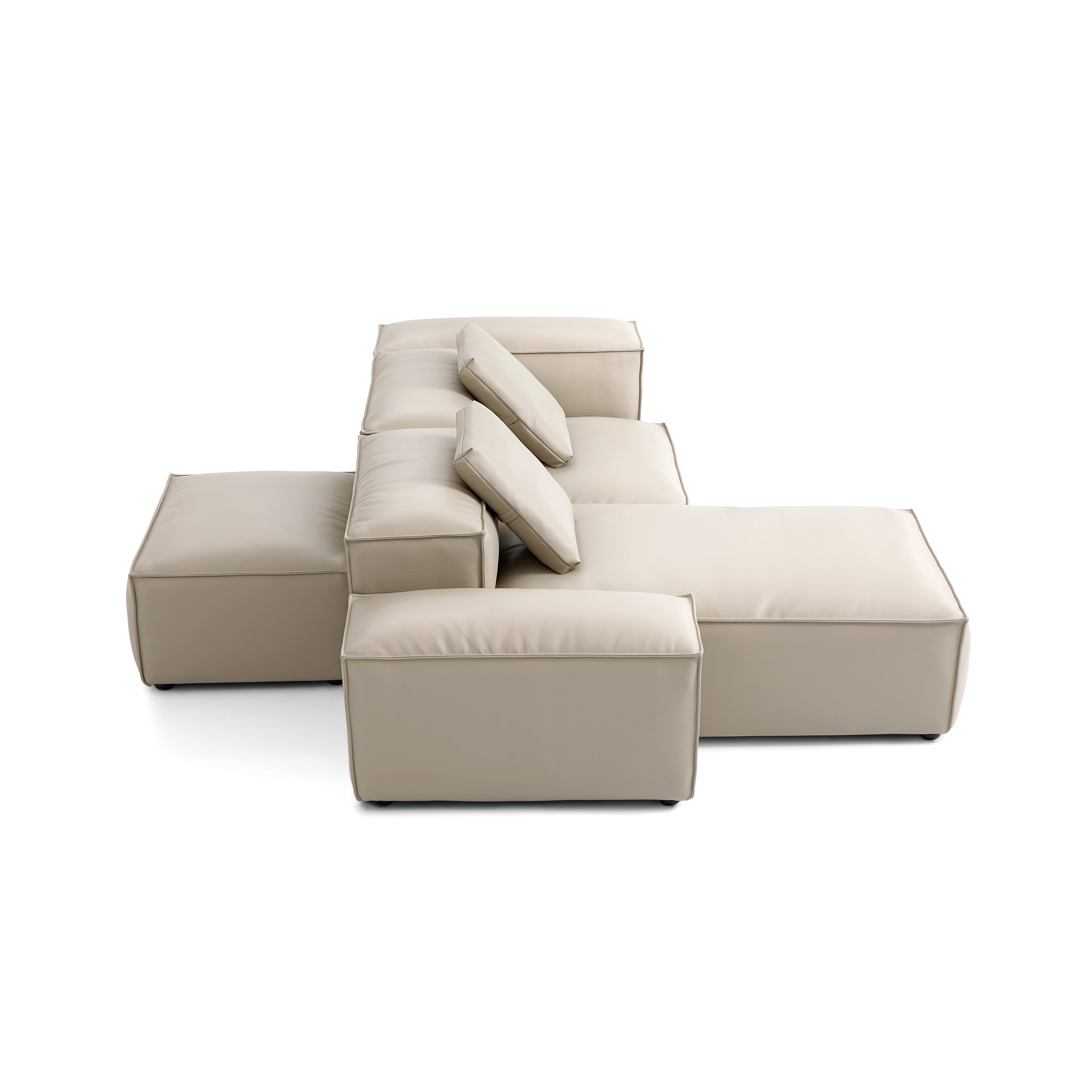 Cube Modular Black Genuine Leather Double-Sided Sectional