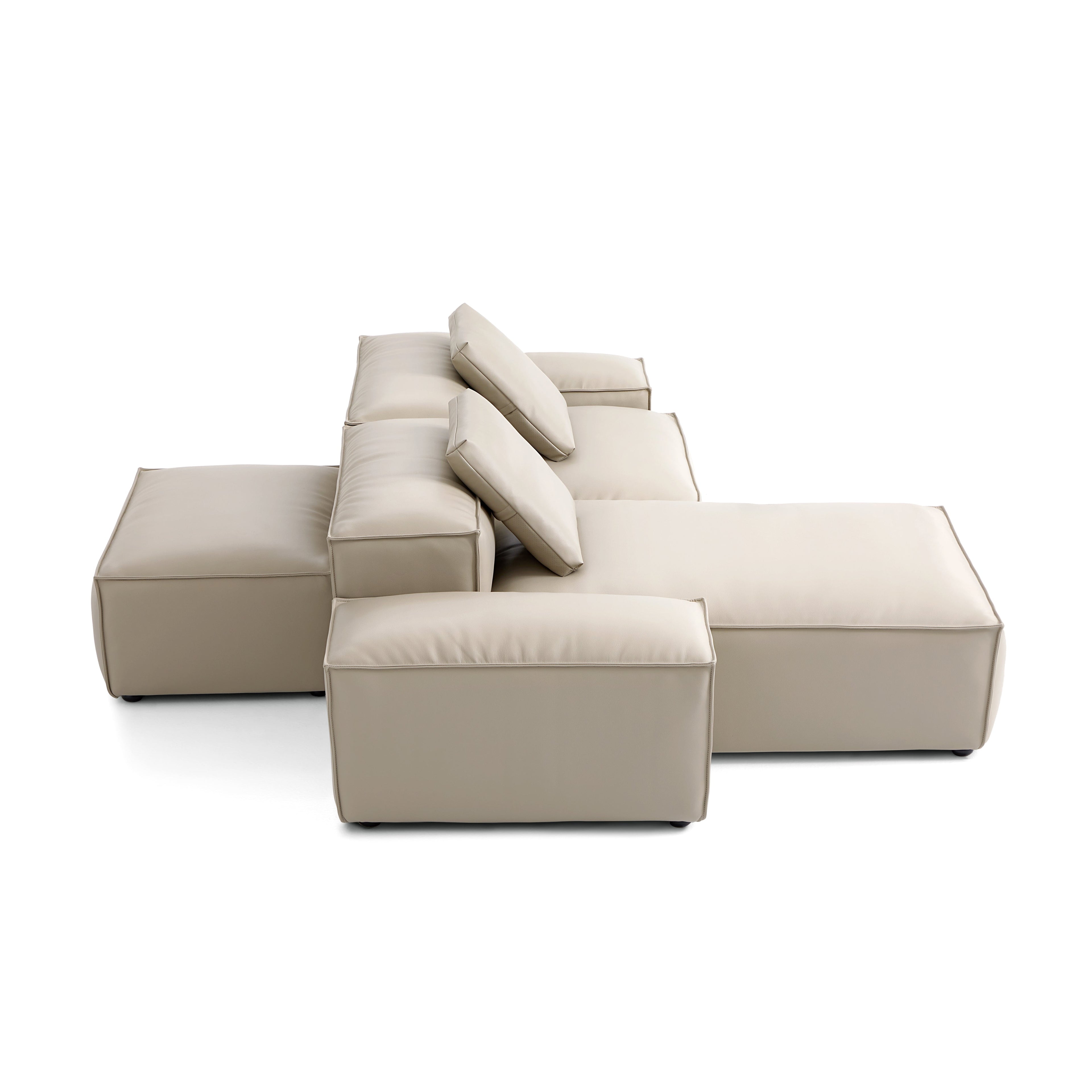 Cube Modular Brown Genuine Leather Double-Sided Sectional